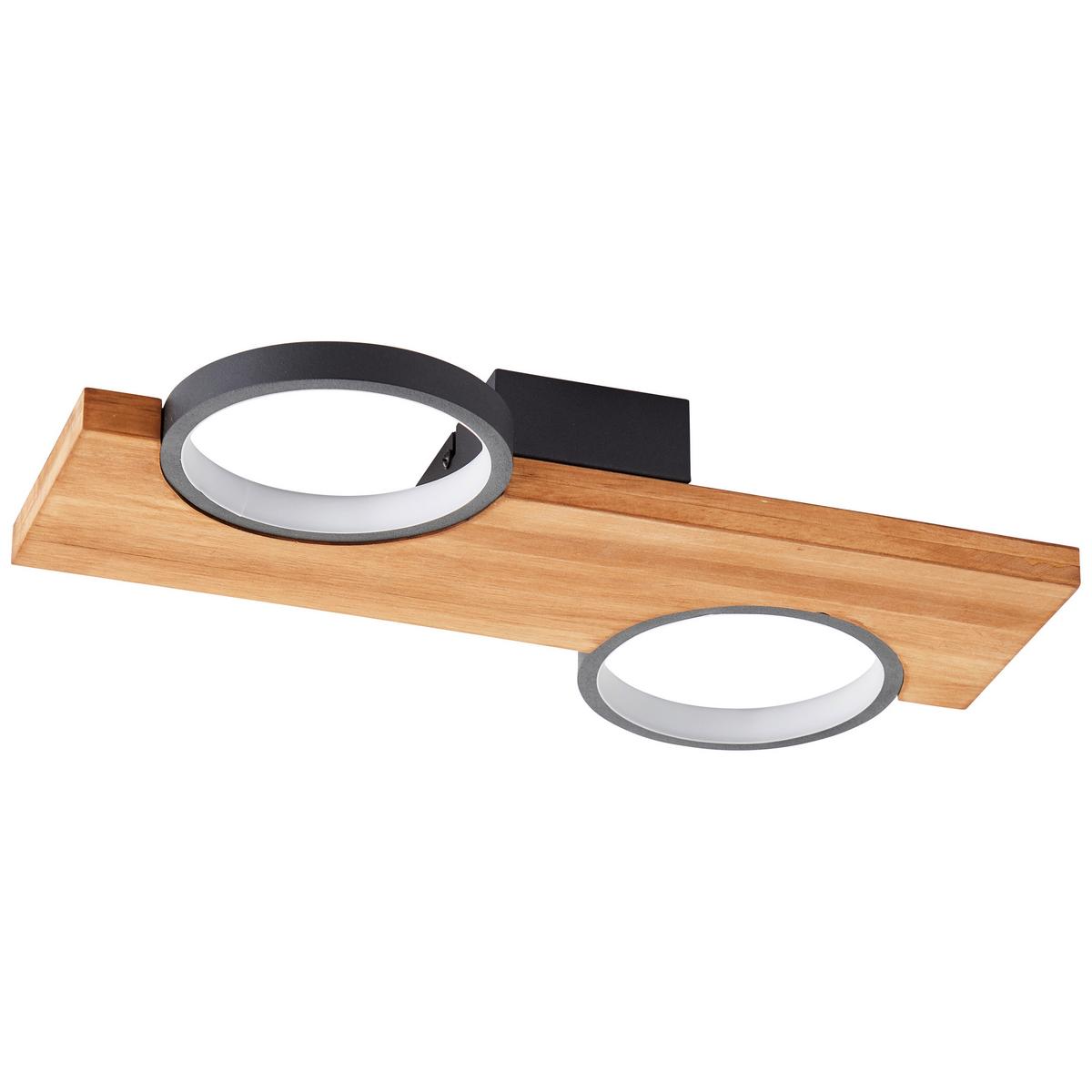 LED-Deckenleuchte Cheesy Schwarz/Hellbraun max. 14 Watt - Hellbraun/Schwarz, Natur, Holz/Metall (5,2/40/25cm) - Brilliant