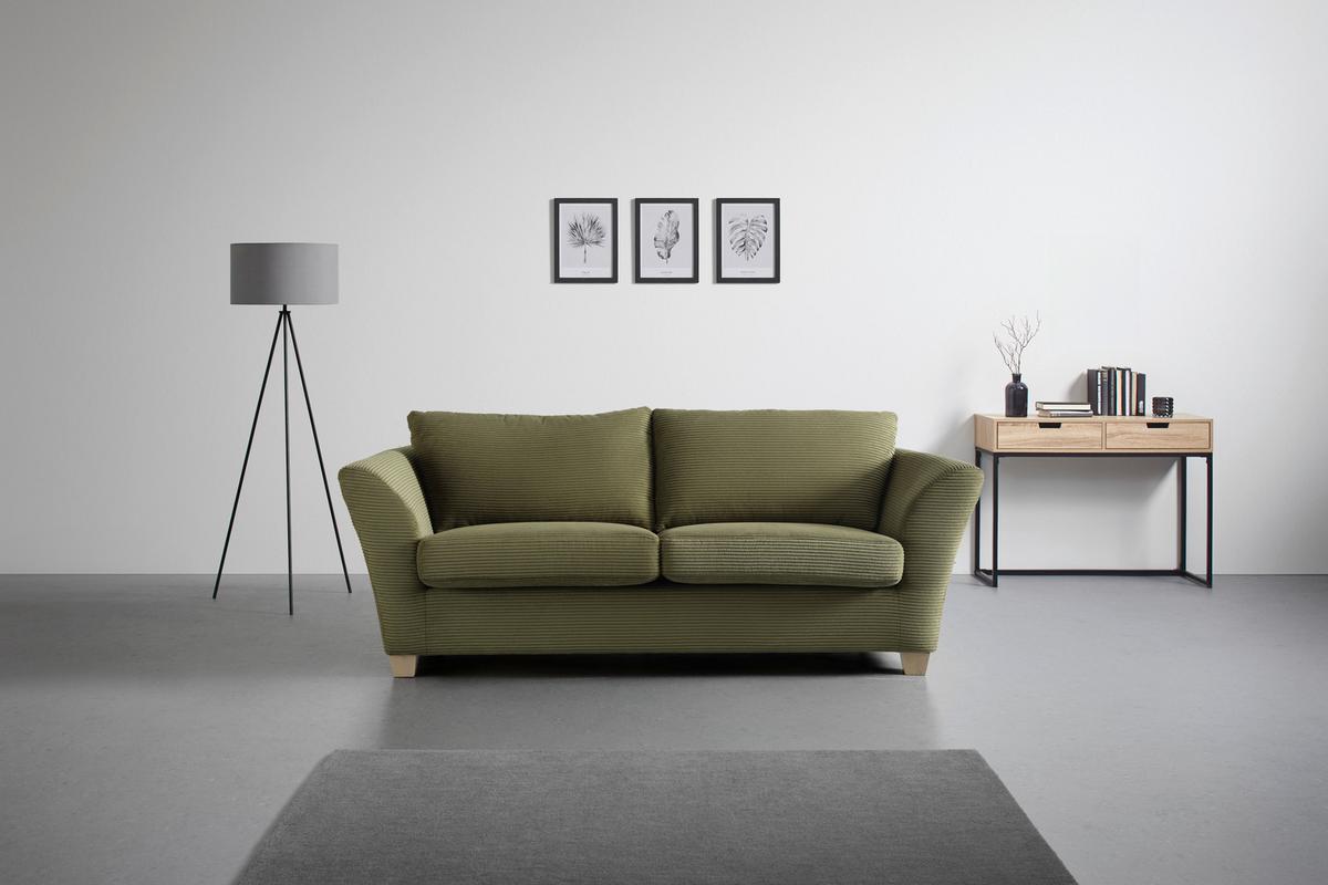 3-Sitzer-Sofa Devado Grün - Naturfarben/Grün, Holz/Textil (216/70-85/95cm) - Mömax