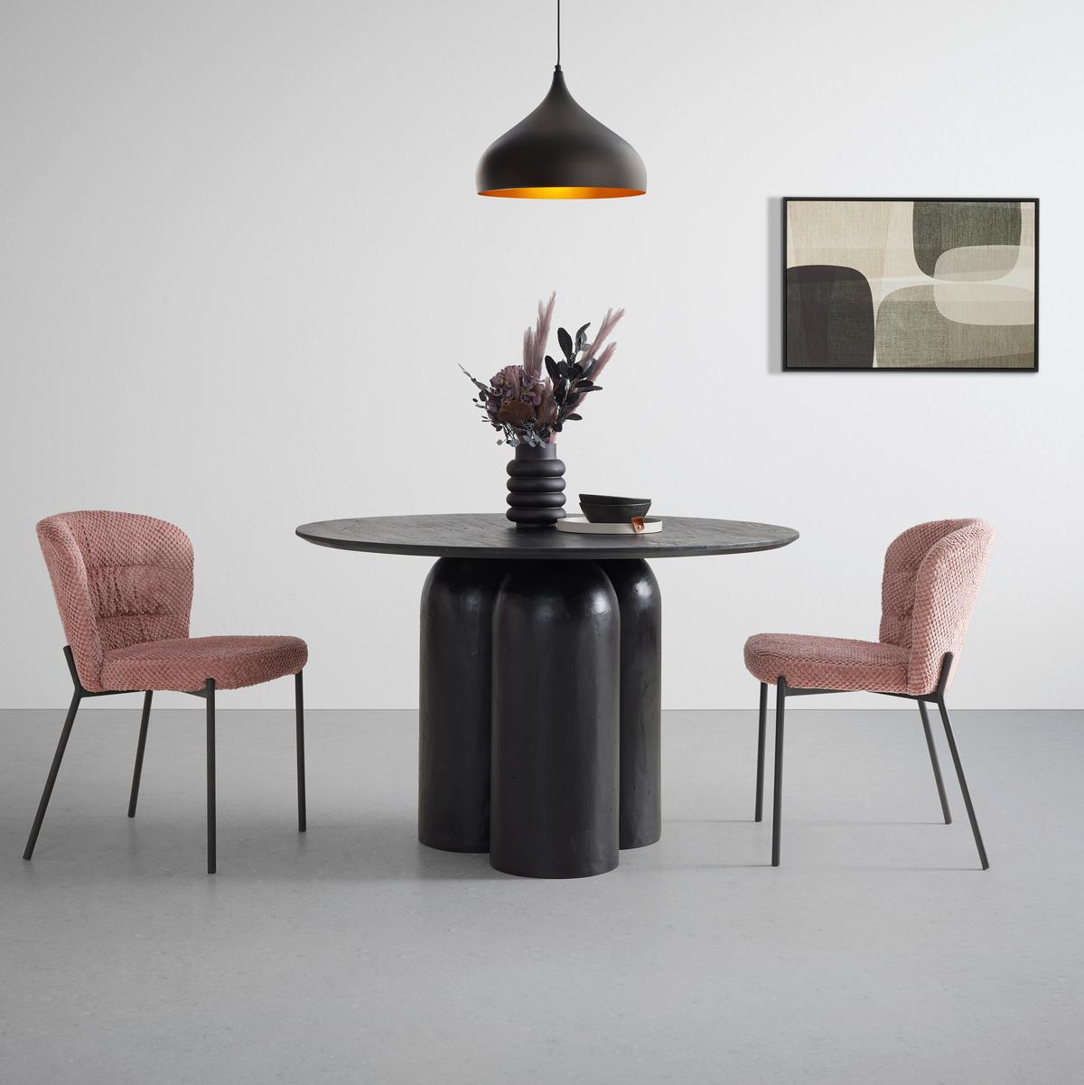 Esstisch Paris Schwarz MDF mit Gipsputz Finish - Schwarz, MODERN, Holzwerkstoff (120/76cm) - Mömax