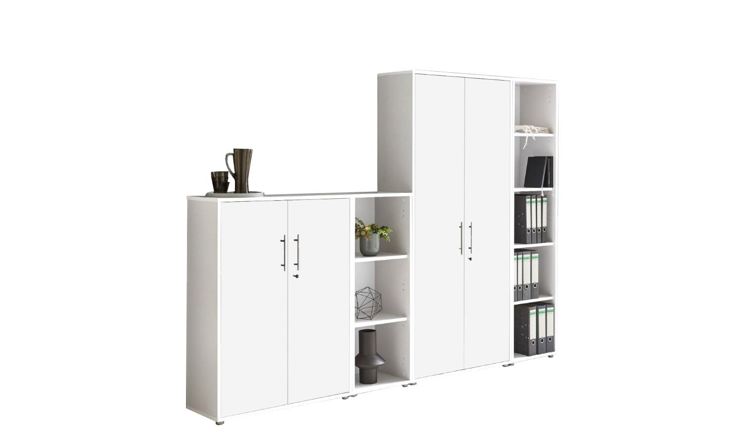 Aktenschrank Office Edition Sw Set 4 - Weiß, MODERN, Holzwerkstoff (257/186/33cm) - MID.YOU