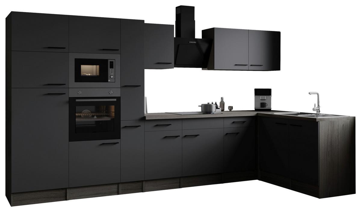 Kotna Kuhinja Z Aparati Oliver, 370x172cm - črna/siva, Design, kovina/leseni material (370/172cm) - Respekta