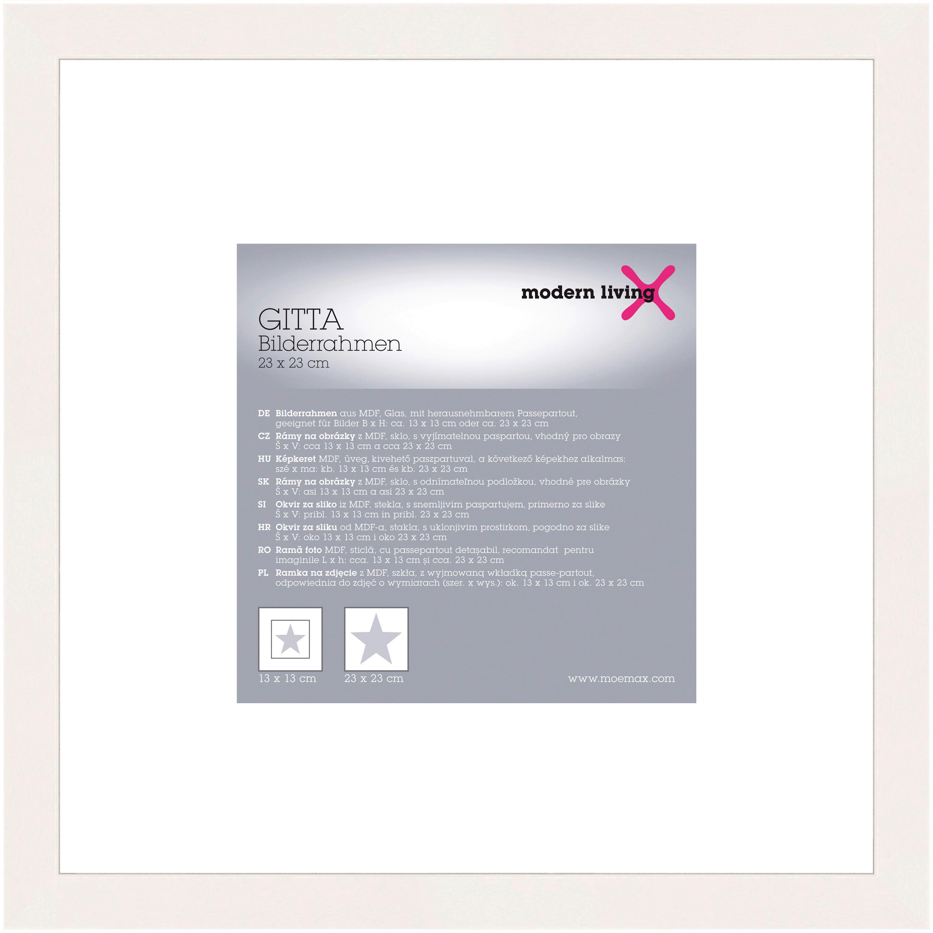 Bilderrahmen Gitta in Weiss ca. 23x23cm - Weiss, Modern, Glas/Holzwerkstoff (23/23cm) - Modern Living