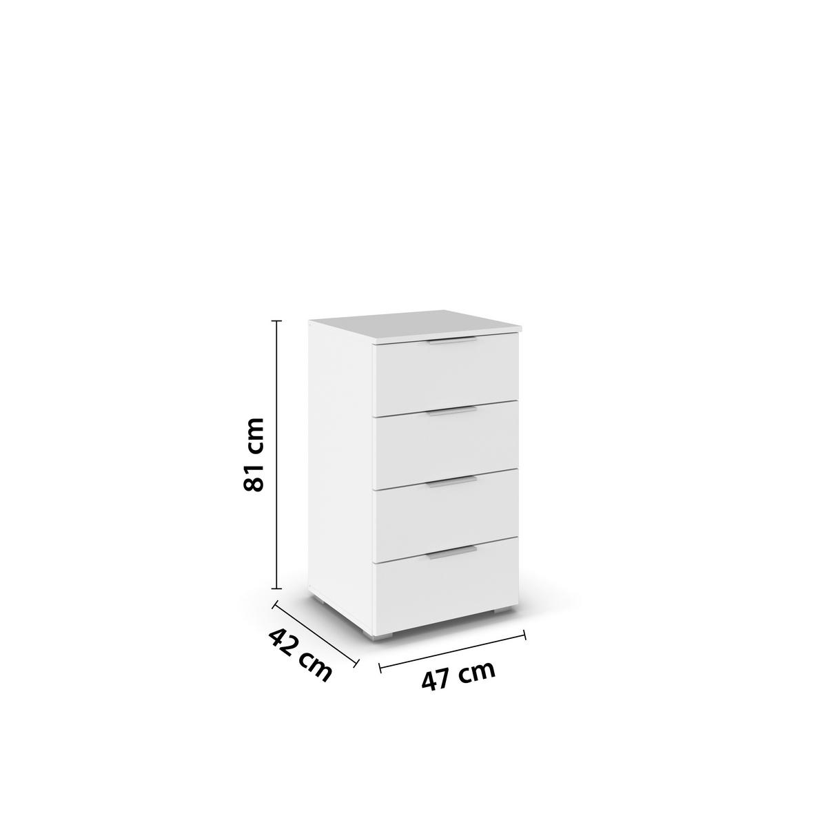 Nachtkästchen Mars 4L Weiß - Alufarben/Weiß, KONVENTIONELL, Holzwerkstoff/Kunststoff (47/81/42cm) - Mömax