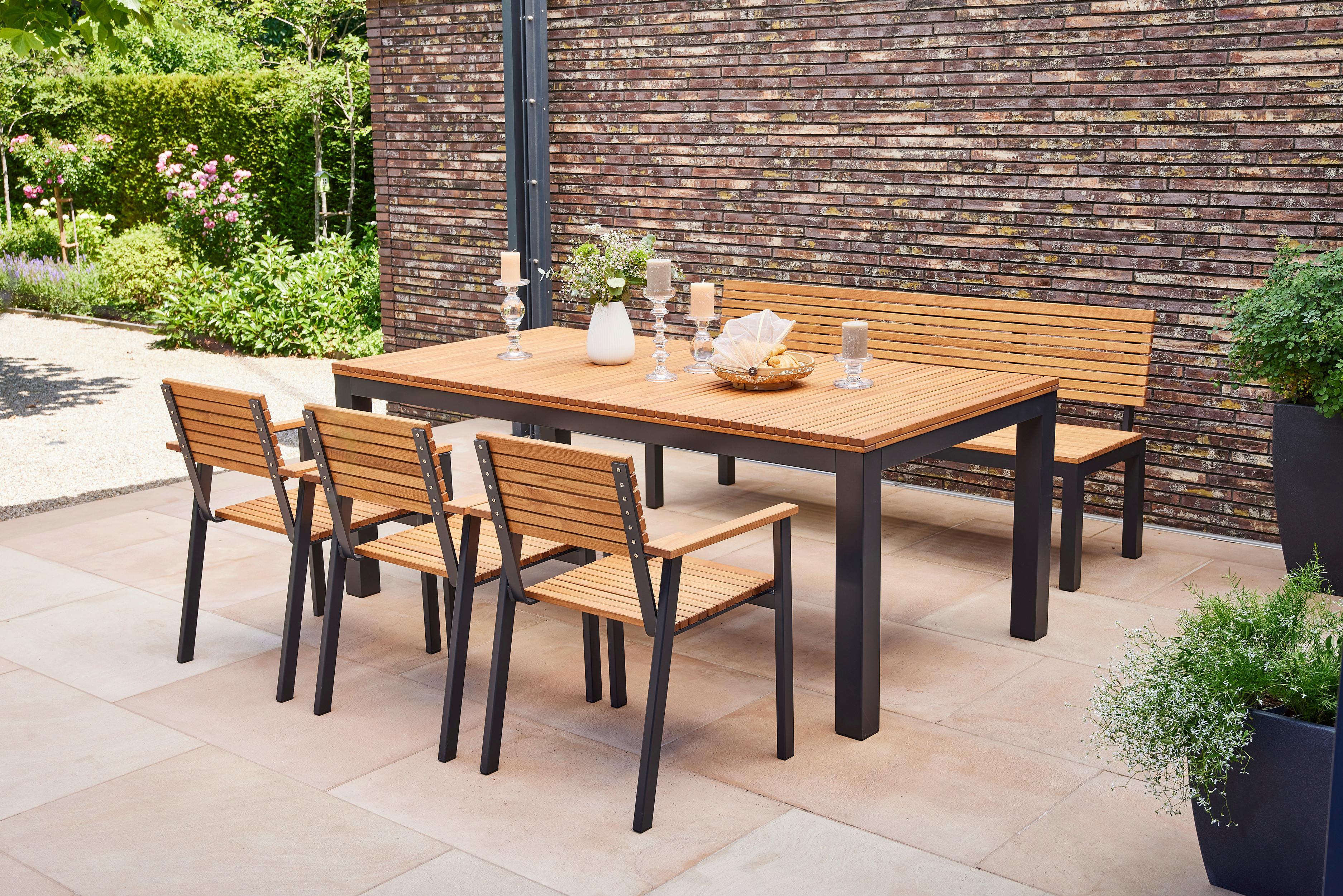 GARTENTISCH N86396 - Anthrazit/Robinienfarben, KONVENTIONELL, Holz/Metall (220/100/76cm) - Siena Garden