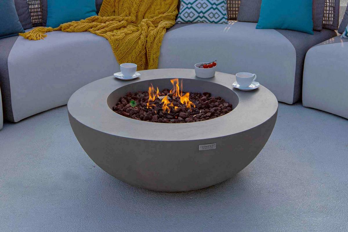 Feuerstelle Lunar Hellgrau - Hellgrau, Basics, Stein/Metall (107/40cm) - Gardenson