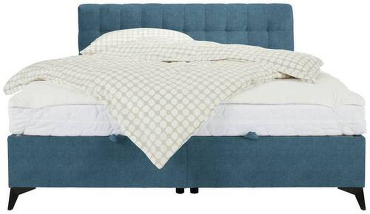 Boxbett in Hellblau ca. 180x200cm - Schwarz/Hellblau, KONVENTIONELL, Holzwerkstoff/Kunststoff (180/200cm) - Mömax