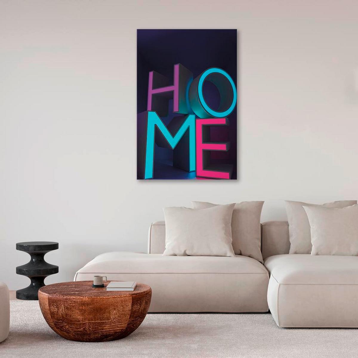 Slika Na Platnu Home Neon - vijolična/pink, Basics, tekstil/les (60/90/1,2cm) - artgeist
