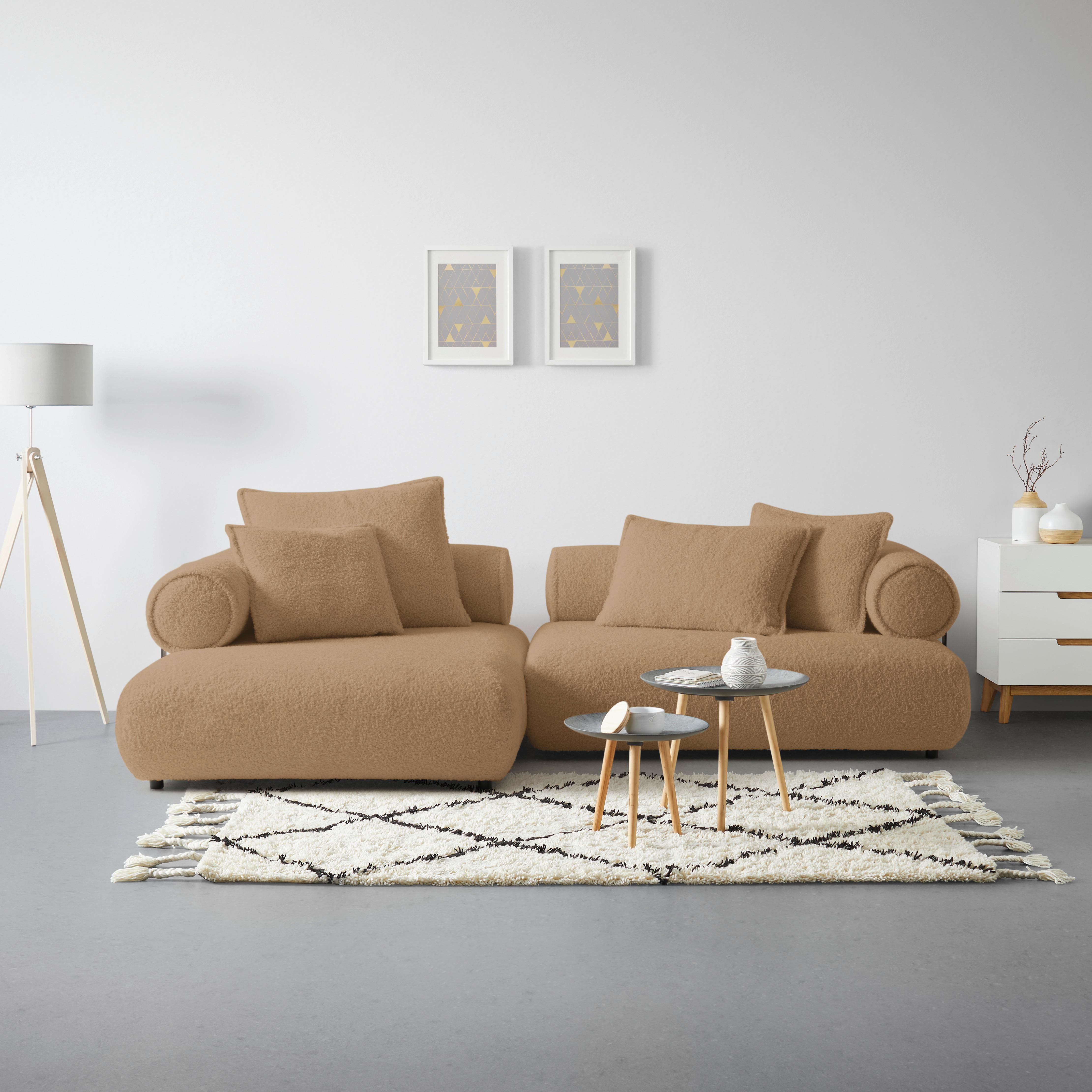 Wohnlandschaft Casimir Beige - Beige/Schwarz, LIFESTYLE, Kunststoff/Textil (180/310cm) - Premium Living