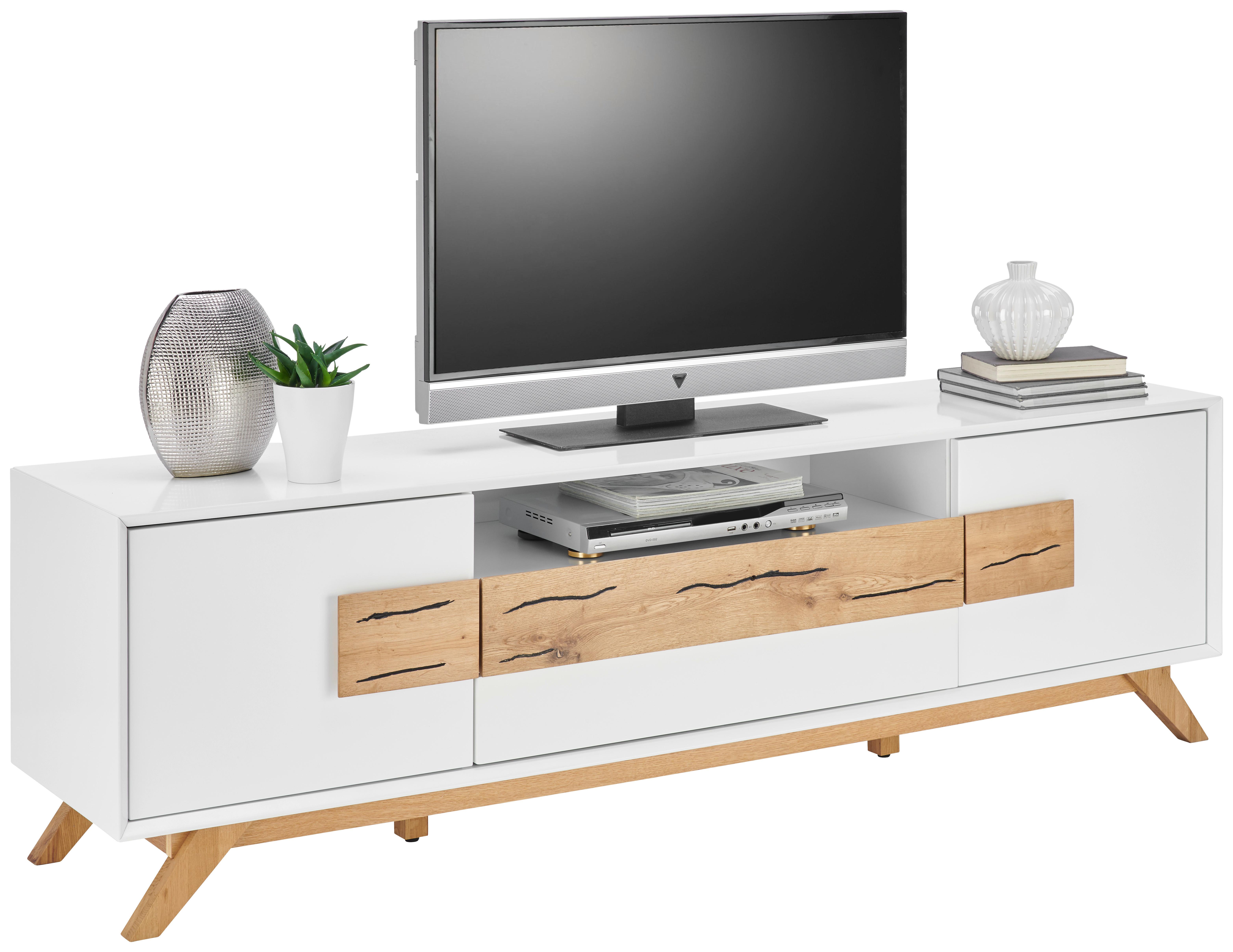 SZAFKA RTV MOOVE - kolor dębowy/biały, Design, materiał drewnopochodny/drewno (178/53,6/40cm) - Xora