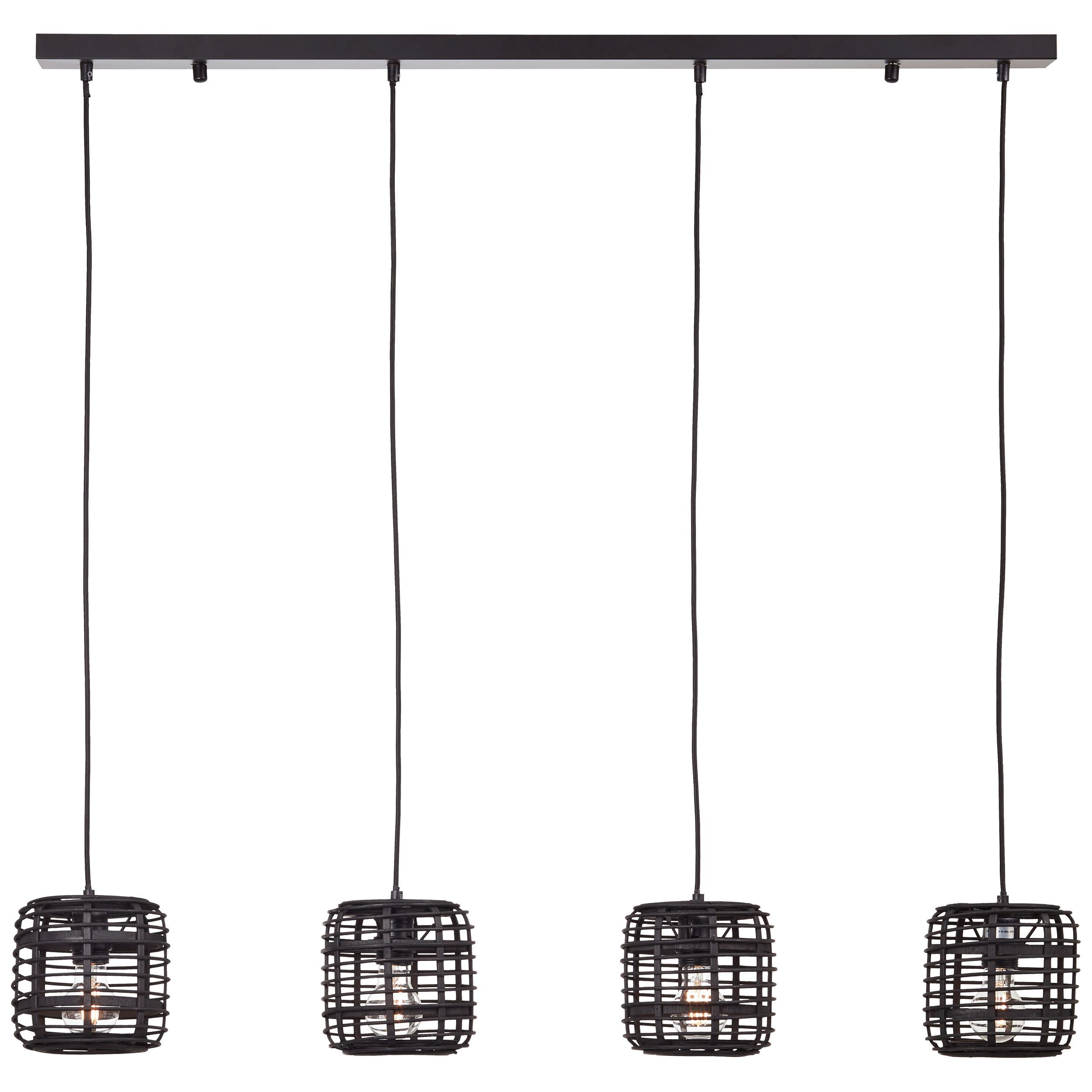 Hängeleuchte Crosstown in Schwarz max. 40 Watt - Schwarz, KONVENTIONELL, Holz/Metall (110/16,5/110cm) - Brilliant
