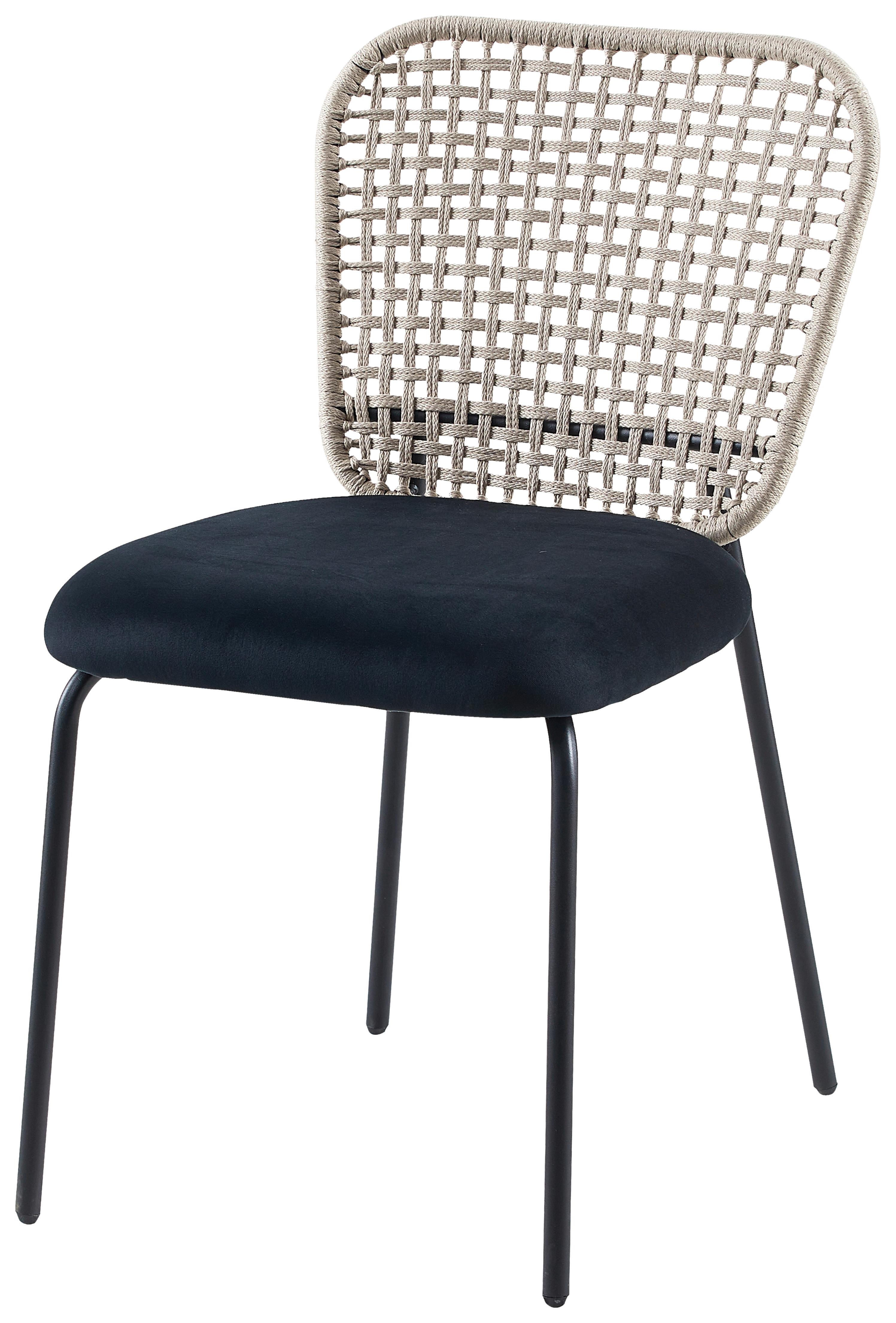 Stuhl Fina in Schwarz/Beige - Beige/Schwarz, Modern, Holz/Textil (49/54/82cm) - Modern Living