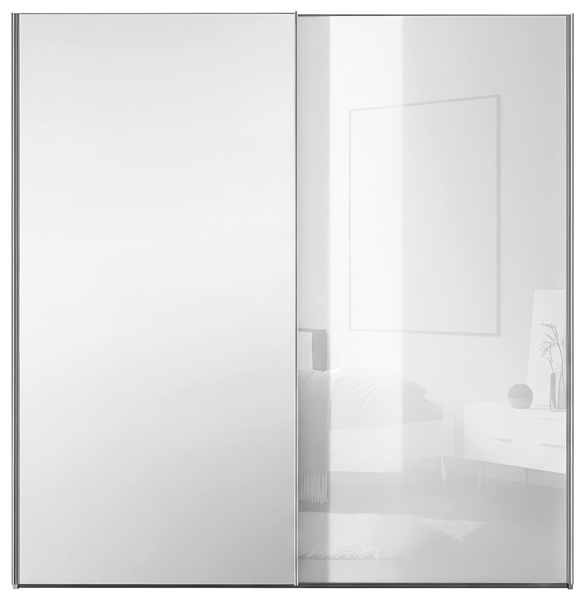 Schwebetürenschrank Lumos Weiss - couleur d'aluminium/blanc, Konventionell, métal/verre (200/222/68cm) - Based