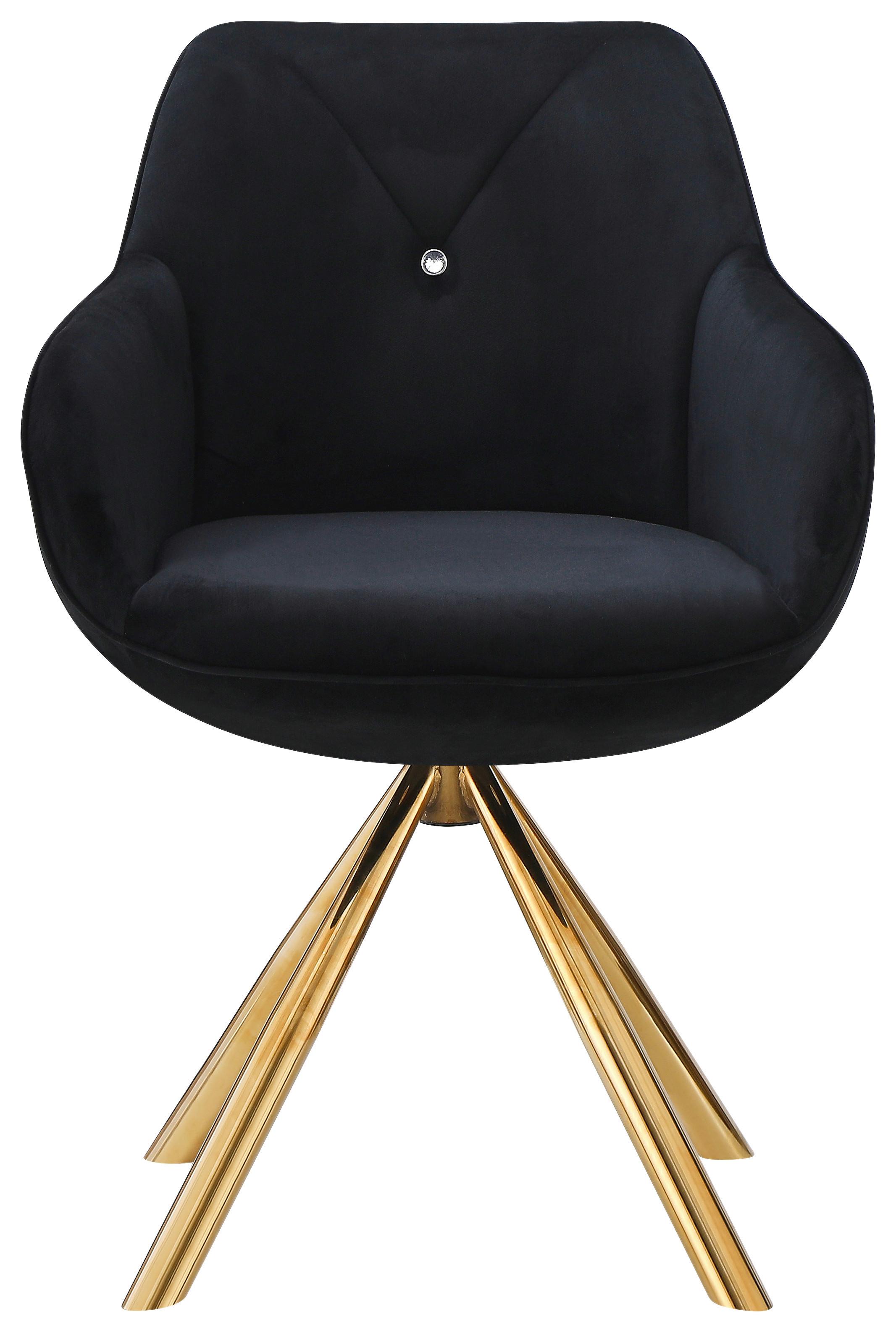 Armlehnstuhl Relax Gold Schwarz/Goldfarben - Goldfarben/Schwarz, LIFESTYLE, Textil/Metall (60/84/61cm) - Premium Living