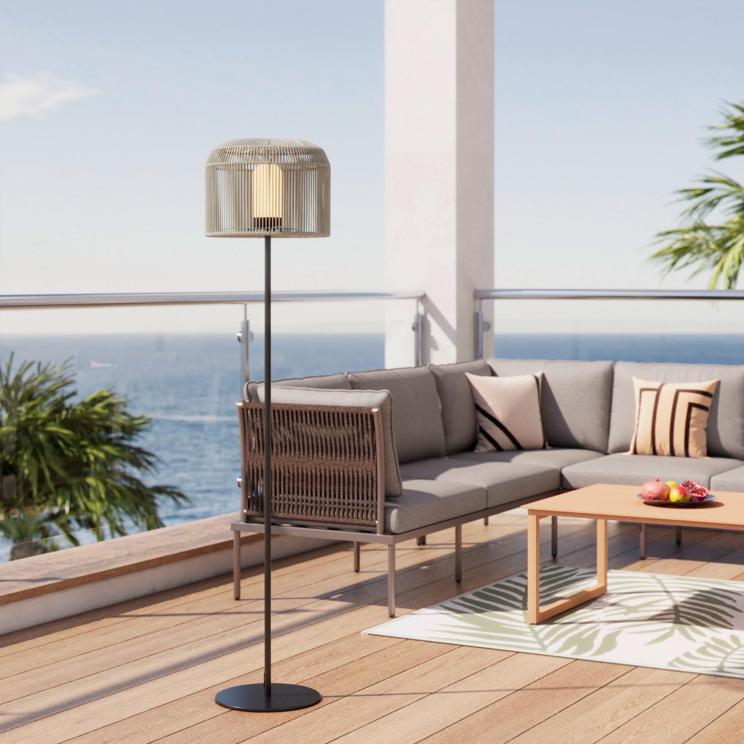 Stehleuchte Ivo in creme max. 40 Watt - Beige/Schwarz, MODERN, Kunststoff/Metall (35/158/35cm) - Bessagi Garden