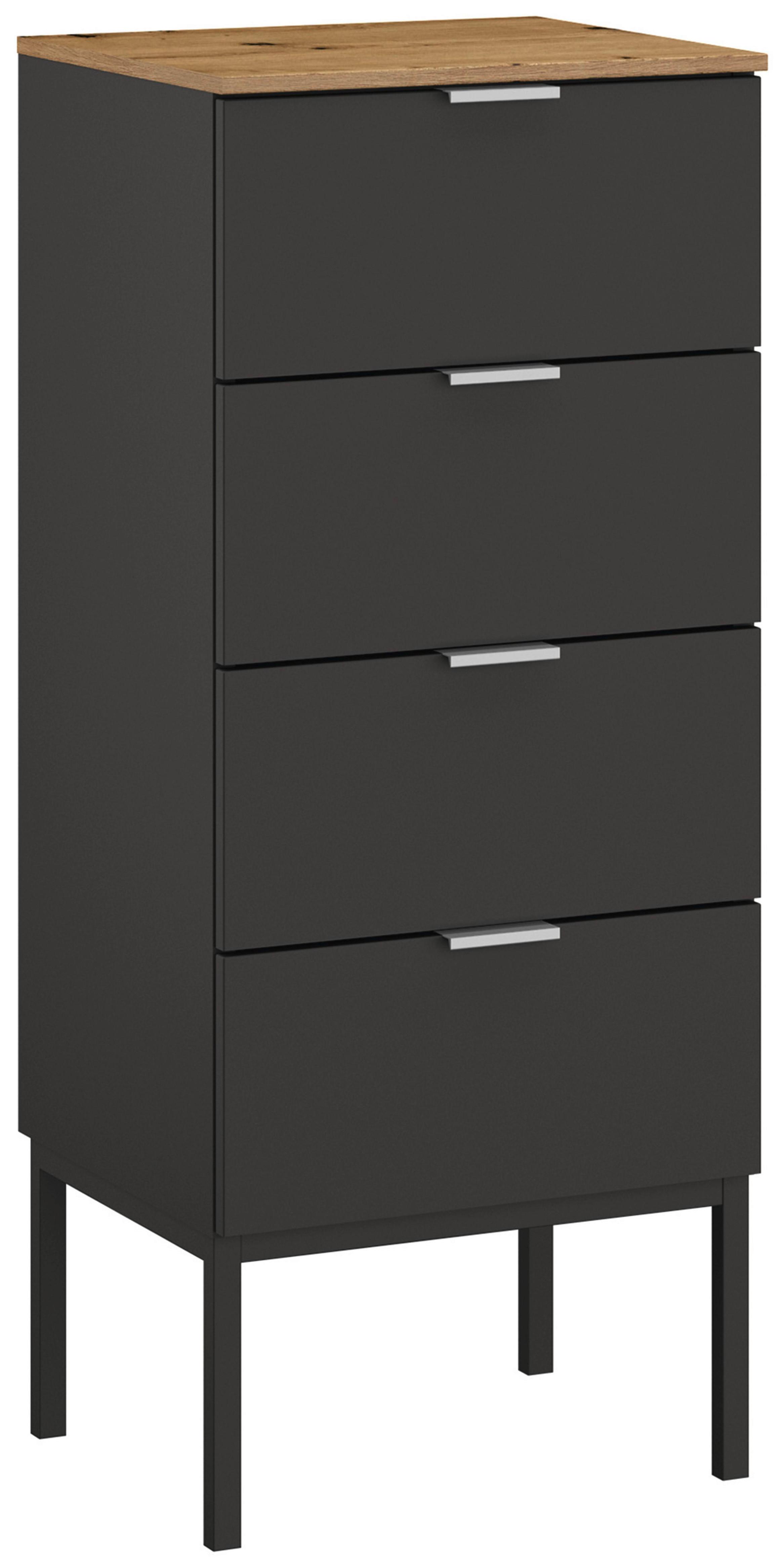 Komoda Lima, Barva Grafita, Barva Hrasta - barve aluminija/barve grafita, Trend, kovina/leseni material (40/100/42cm) - Stylife