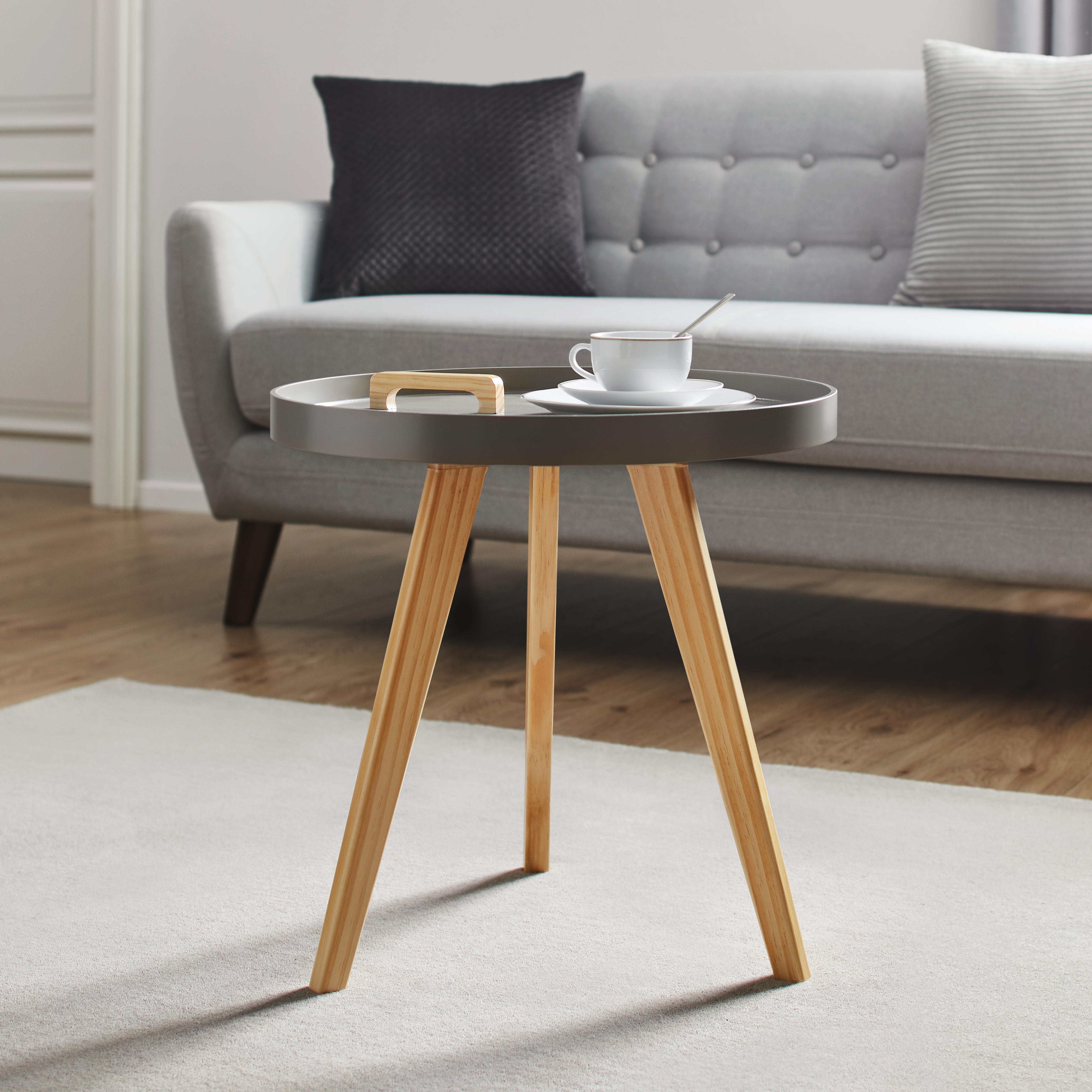 Couchtisch in Pinienfarben/ Grau Ø ca.50cm 'Jill' - Grau/Pinienfarben, MODERN, Holz/Holzwerkstoff (50/50cm) - Bessagi Home