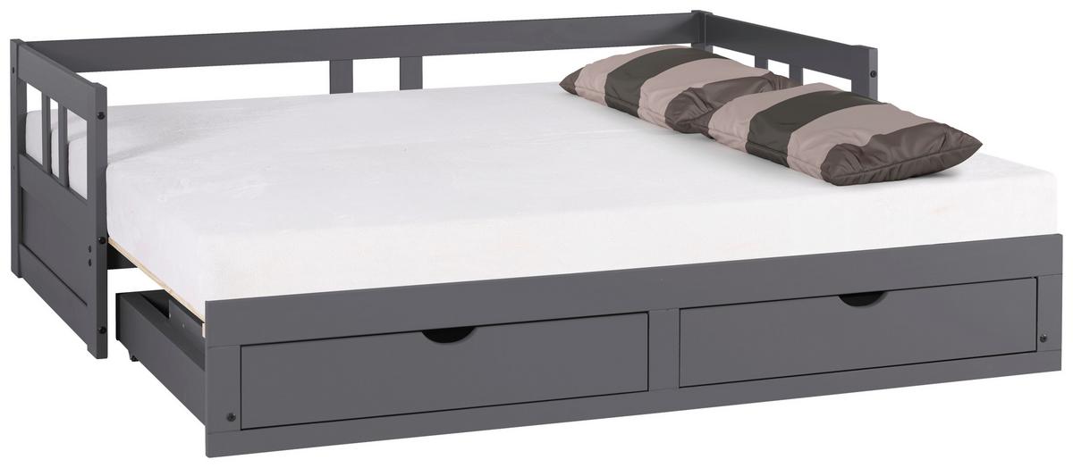 Raztegljiva Postelja Livio, Antracit, 90-180x200cm - naravne barve/antracit, Romantika, kovina/umetna masa (90-180/200cm) - MID.YOU