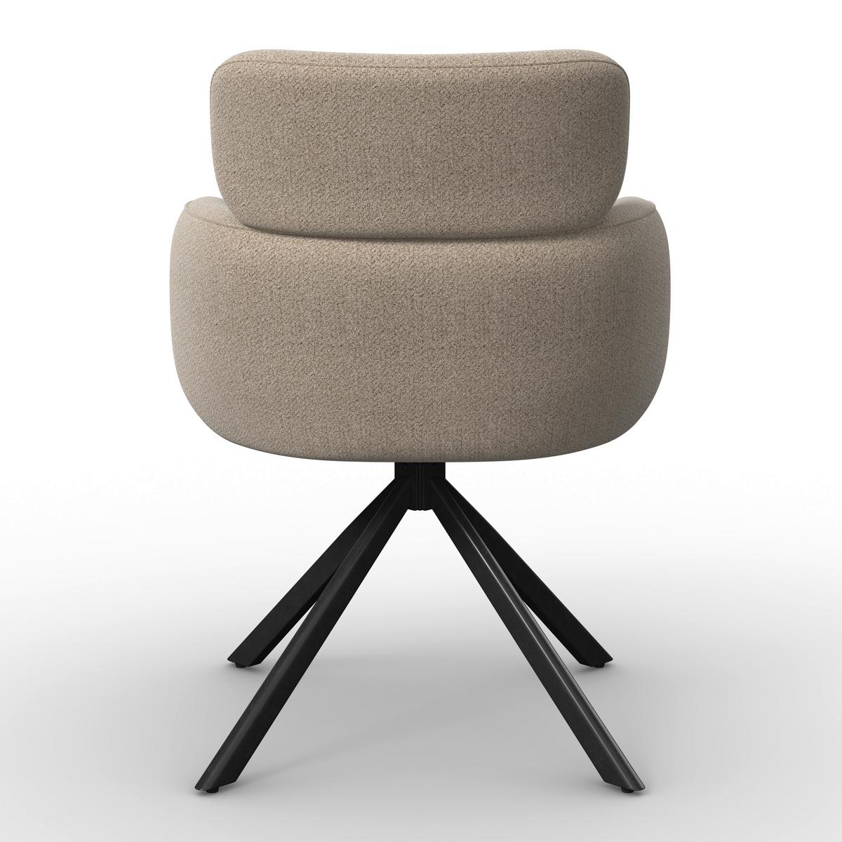 Armlehnstuhl Liora Braun Webstoff Drehbar Gepolstert - Schwarz/Braun, MODERN, Textil/Metall (57,5/84/61cm) - Bessagi Home