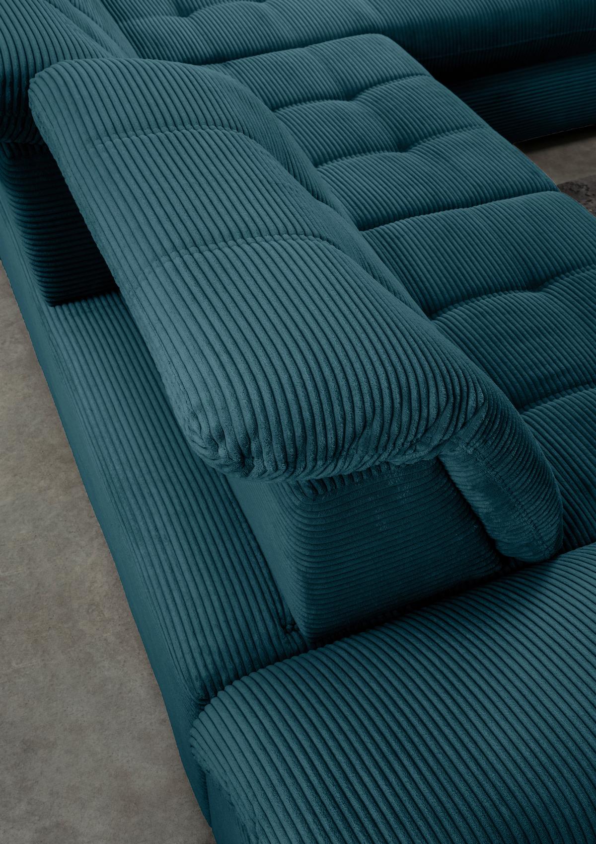 Ecksofa mit Bettkasten Rigatti ca. 314x184 cm Petrol - Petrol/Schwarz, MODERN, Textil/Metall (314/184cm) - Livetastic