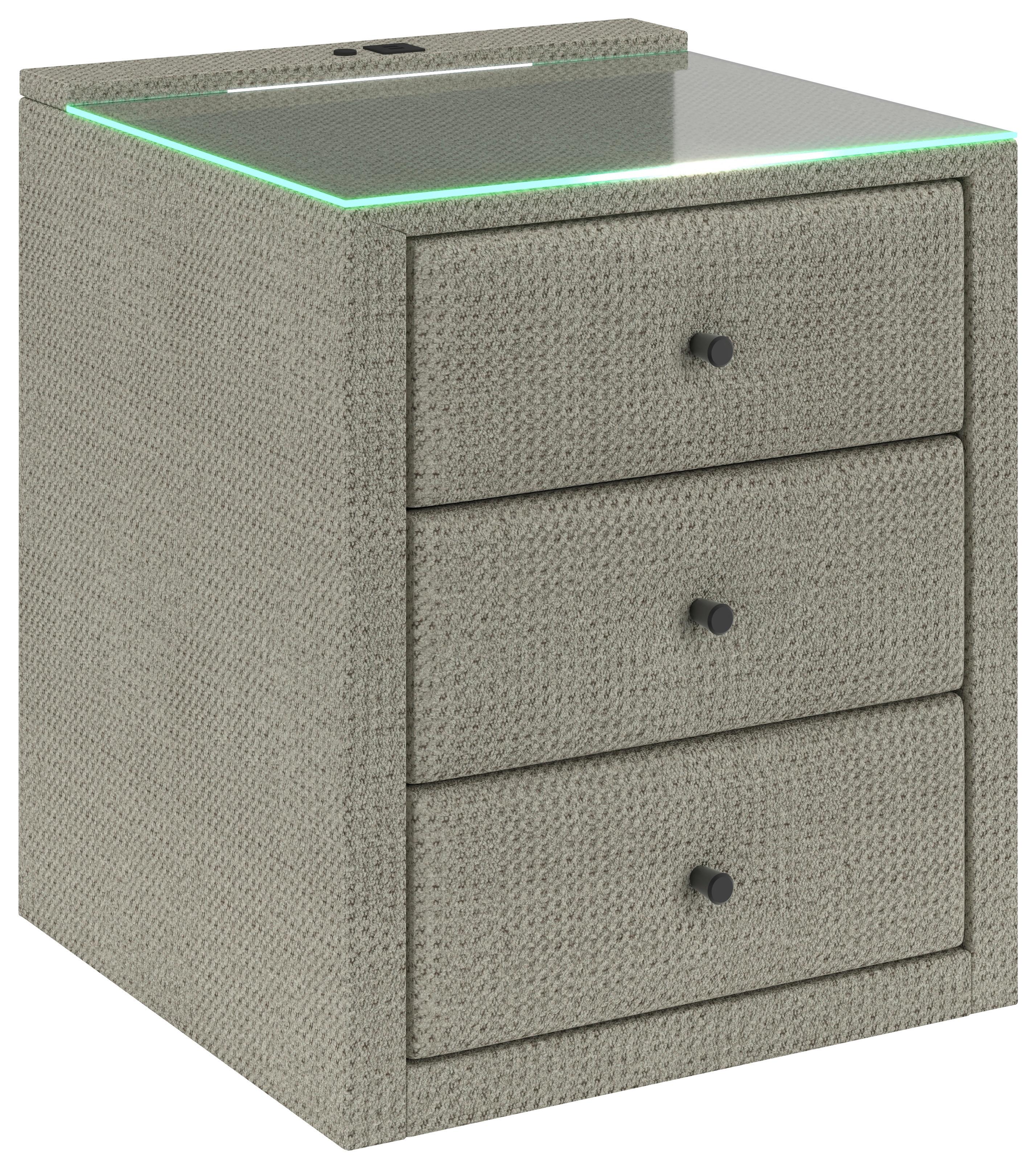 Noćni Ormarić Brisbane I - ecru, Trend, staklo/drvni materijal (49,5/56,5/46cm) - Premium Living