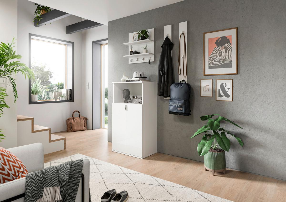 GARDEROBENPANEEL PROJEKT X - Weiss Hochglanz/Weiss, Design, Holzwerkstoff (52/52/15cm) - Livetastic