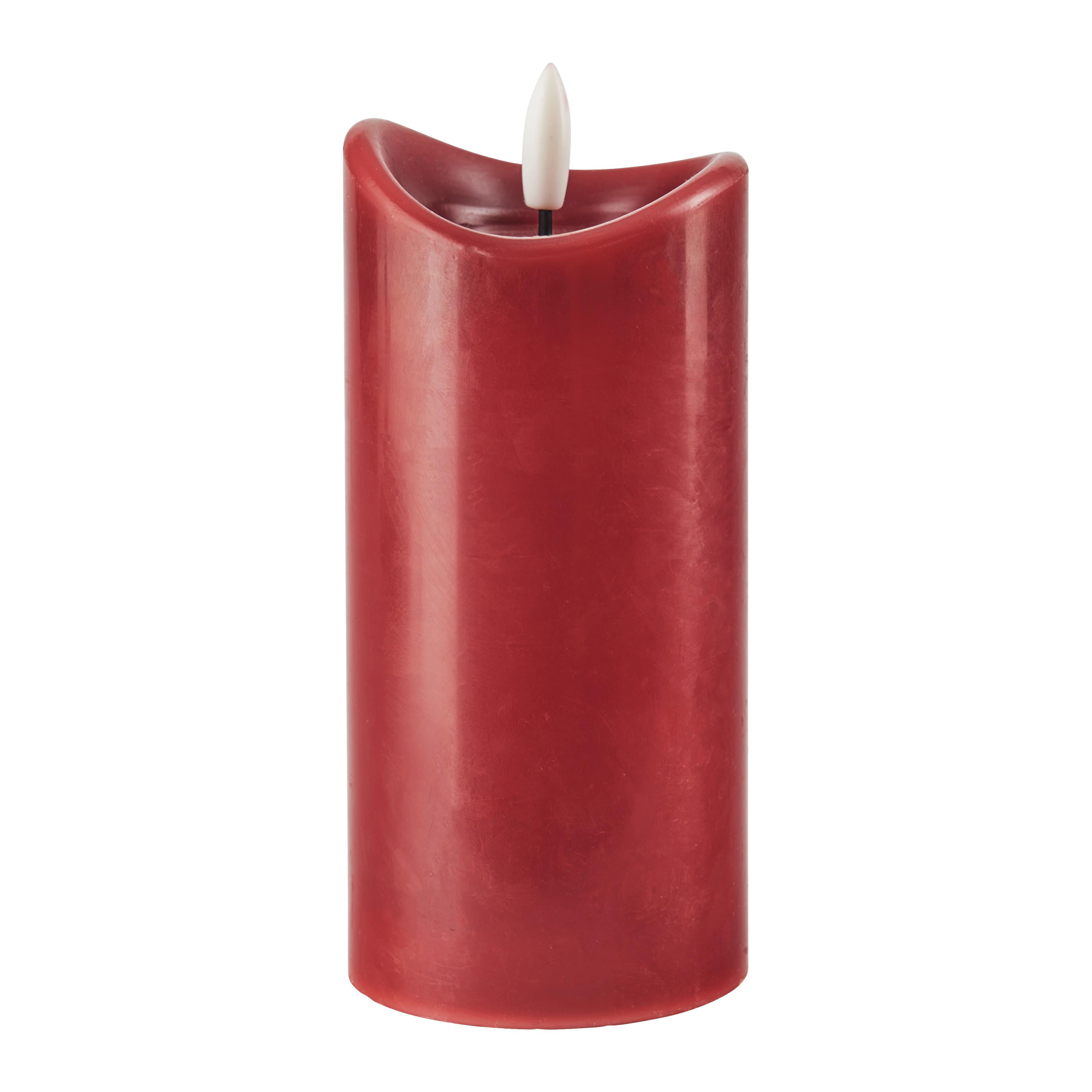 LED-Kerze Sven Dunkelrot - Dunkelrot, KONVENTIONELL, Naturmaterialien (7/15cm)