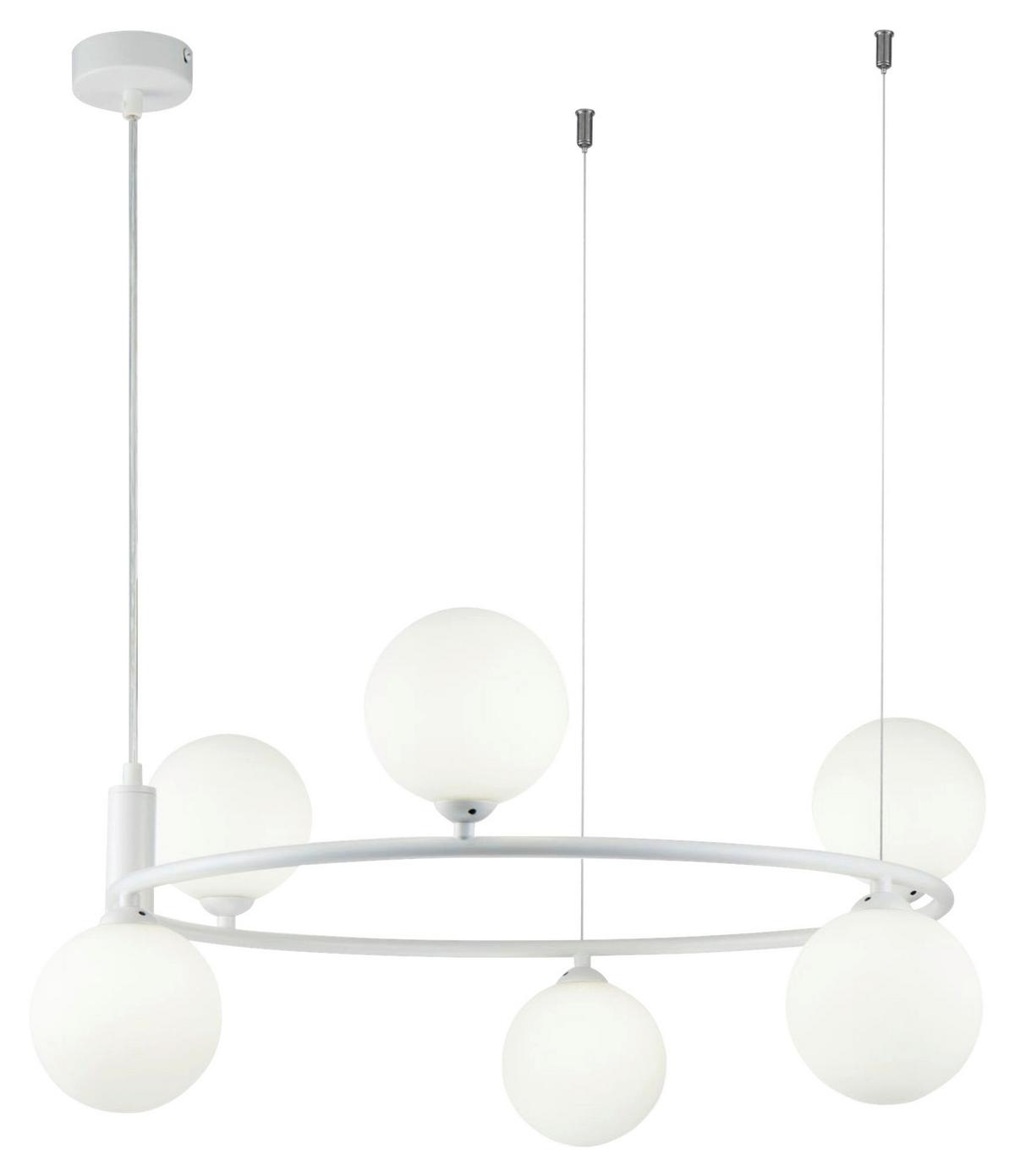 Pendelleuchte Ring Weiß max. 25 Watt - Weiß, Basics, Glas/Metall (58/28/58cm) - MAYTONI