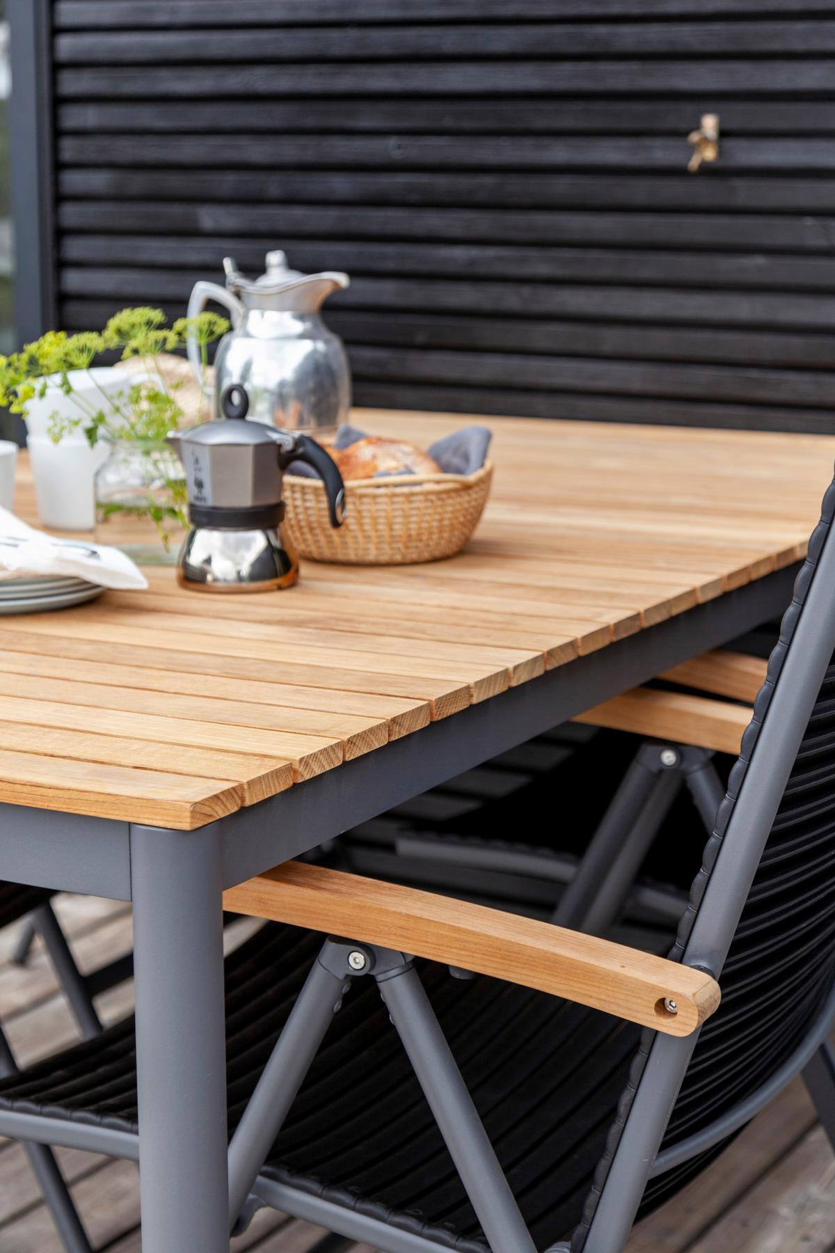 Gartentisch Mood Teakholz/Anthrazit - Anthrazit/Teakfarben, KONVENTIONELL, Holz/Metall (167,5/100/74cm) - Gardenson