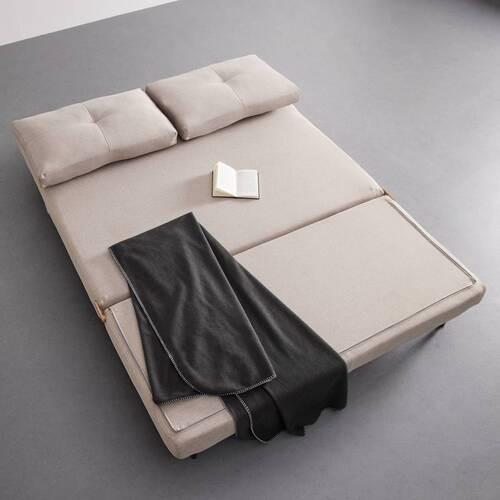 Schlafsofa "Malic", beige, Webstoff - Eichefarben/Beige, MODERN, Textil/Metall (150/84/90cm) - Bessagi Home