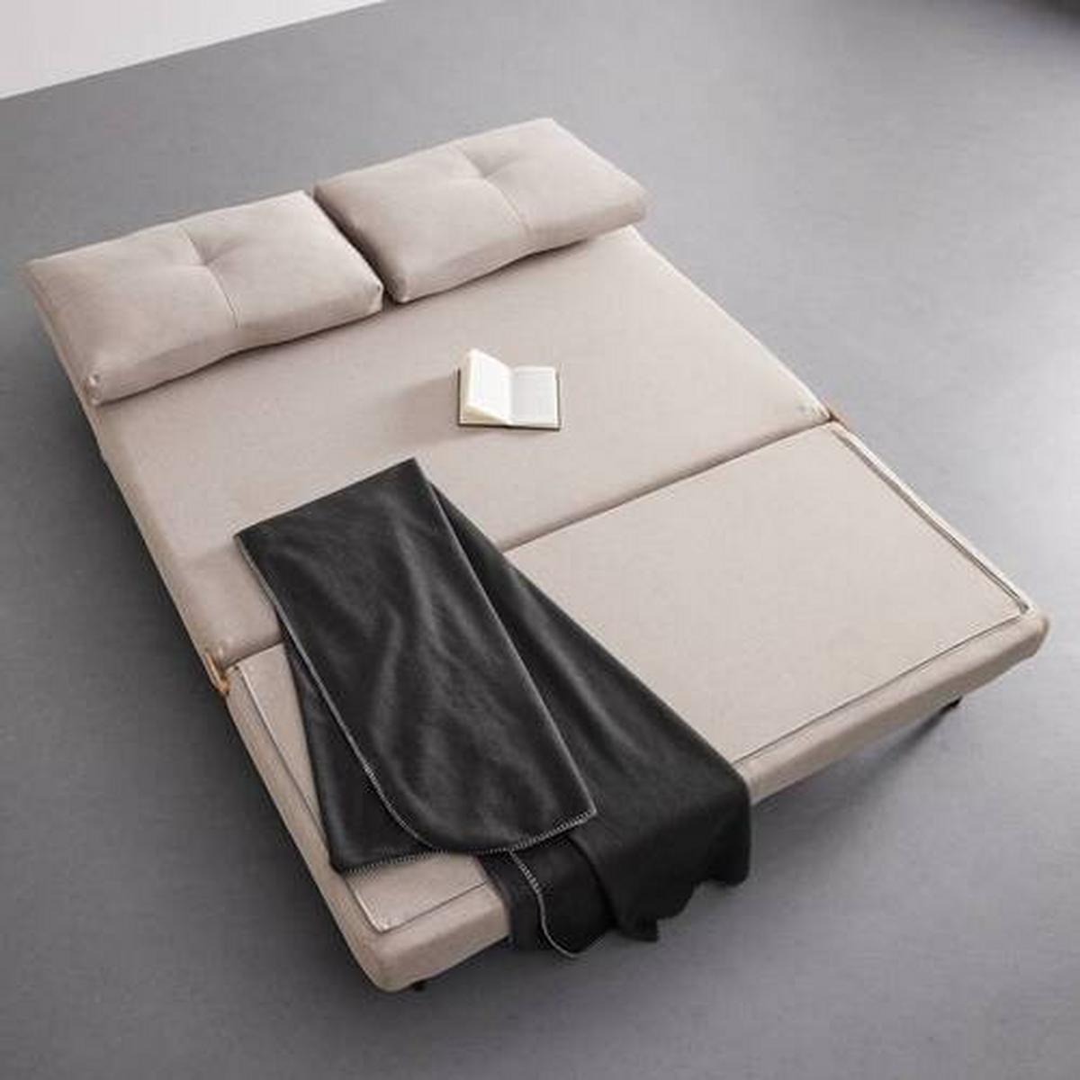 Schlafsofa "Malic", beige, Webstoff - Eichefarben/Beige, MODERN, Textil/Metall (150/84/90cm) - Bessagi Home