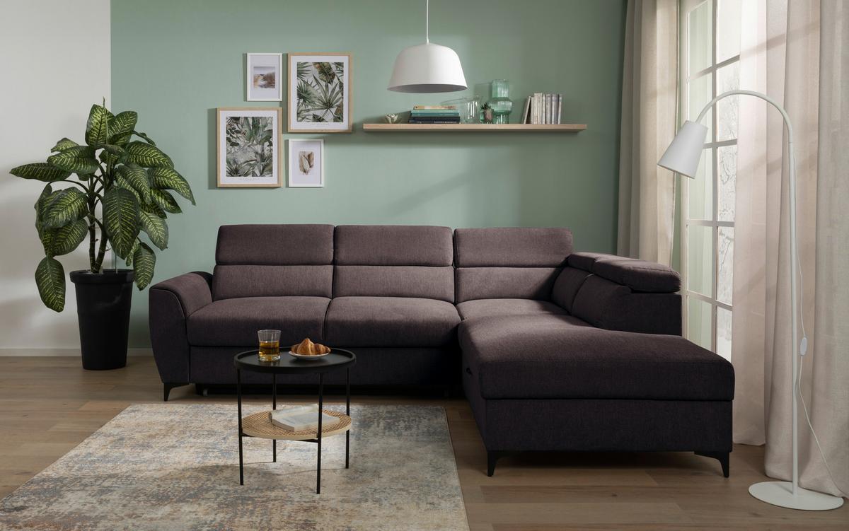 Kutna Garnitura Lapis - tamno smeđa/crna, Konvencionalno, tekstil/metal (255/217cm) - Modern Living