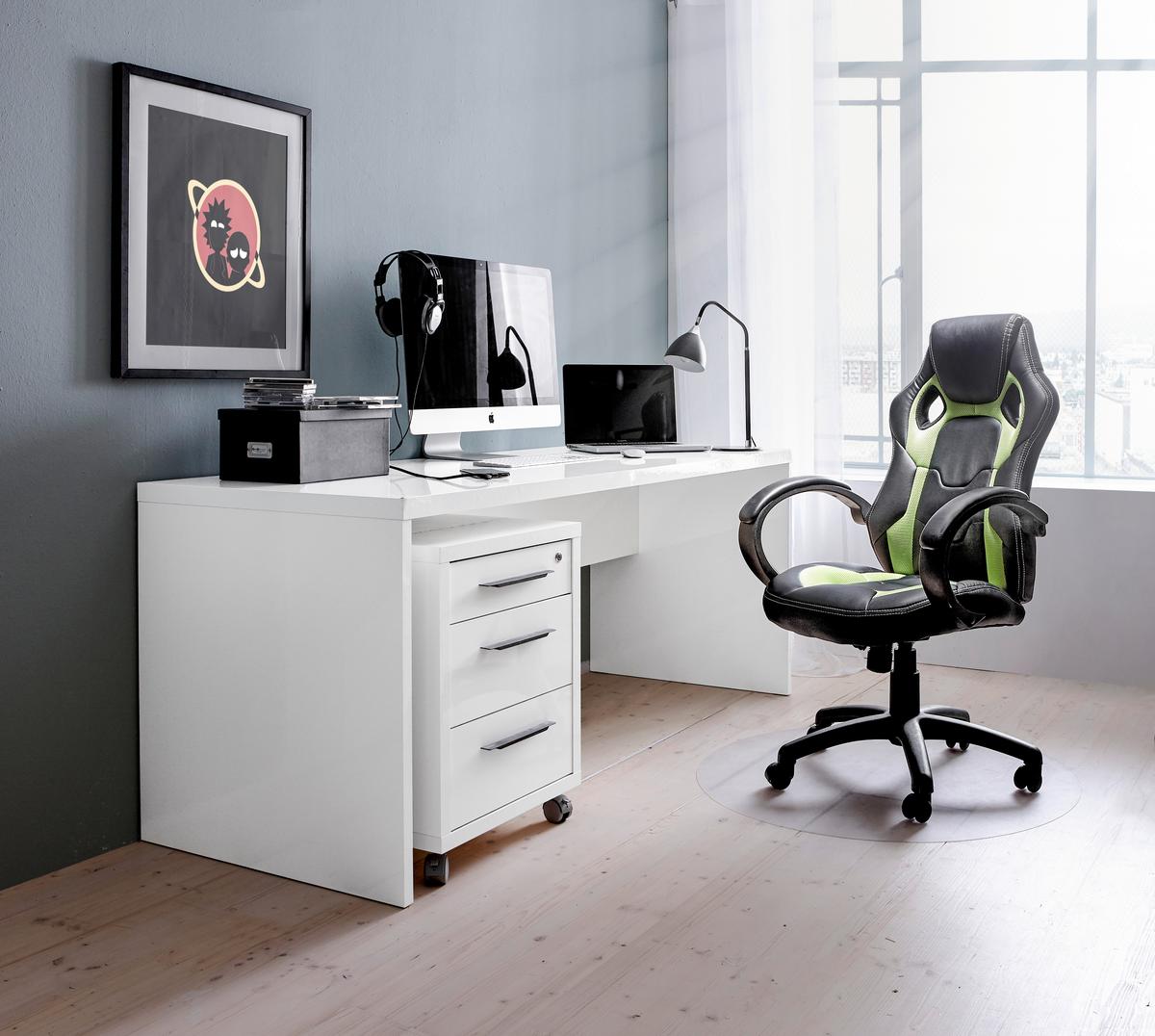 KRZESŁO GAMINGOWE MESUT - zielony/czarny, Design, tworzywo sztuczne/metal (61/110-120/63cm) - Carryhome