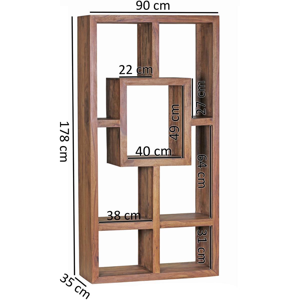 Predelna Stena Mumbai, Pravi Les - barve indijskega rožnega lesa, Design, les (90/180/35cm) - MID.YOU