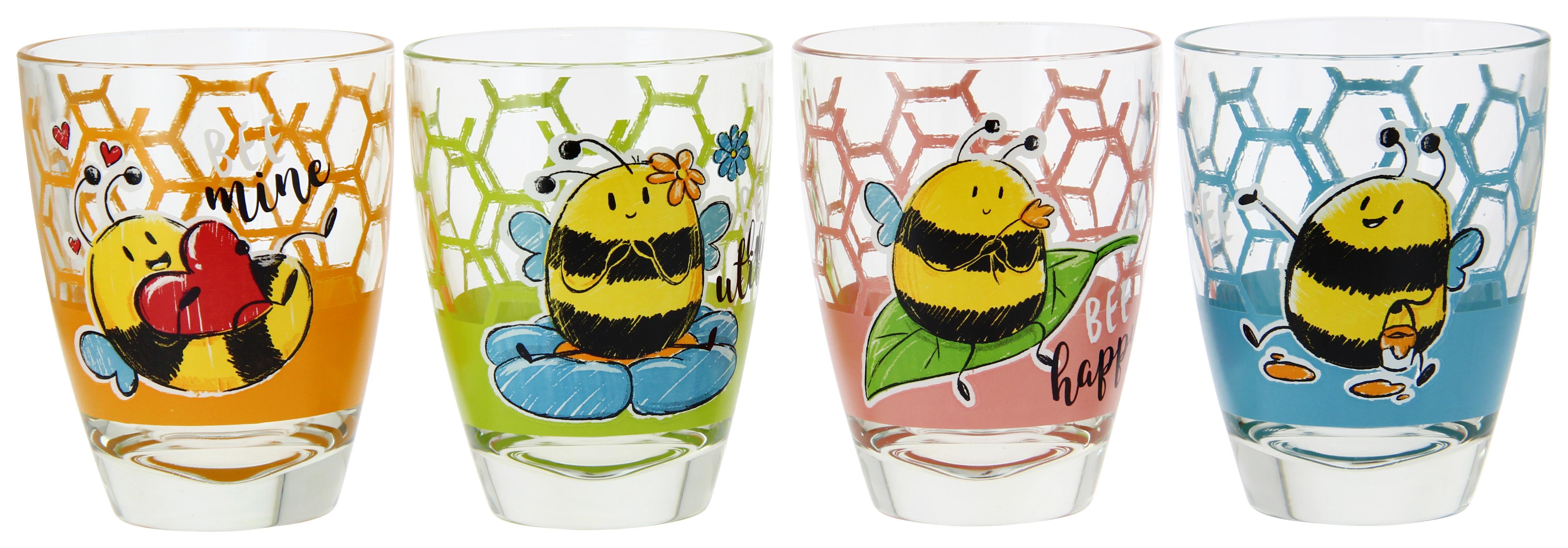 Trinkglas Bee in diversen Designs - Blau/Pink, Glas - Modern Living