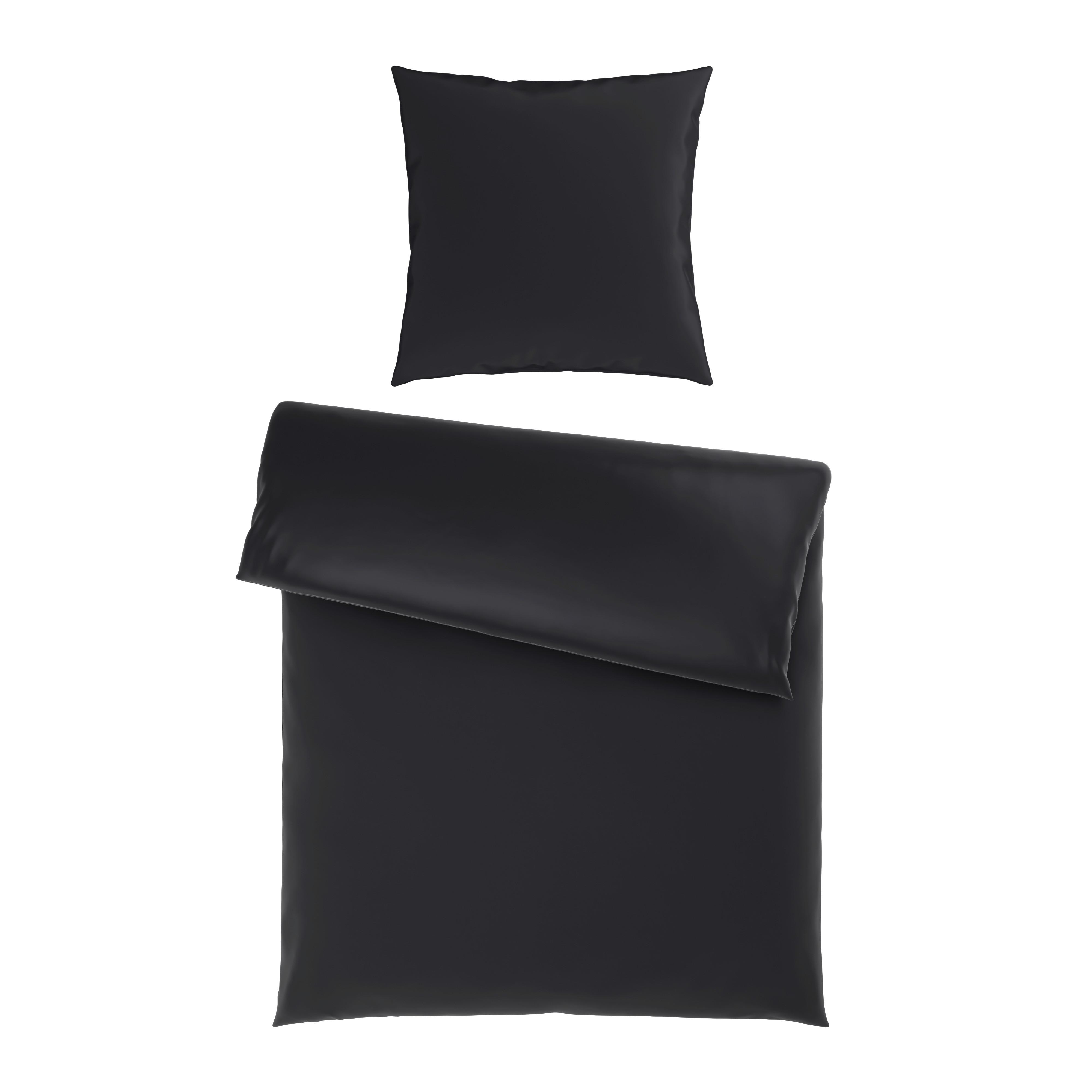 Bettwäsche Xenia Uni Schwarz ca. 135x200cm - Schwarz, MODERN, Textil (135/200cm) - Premium Living