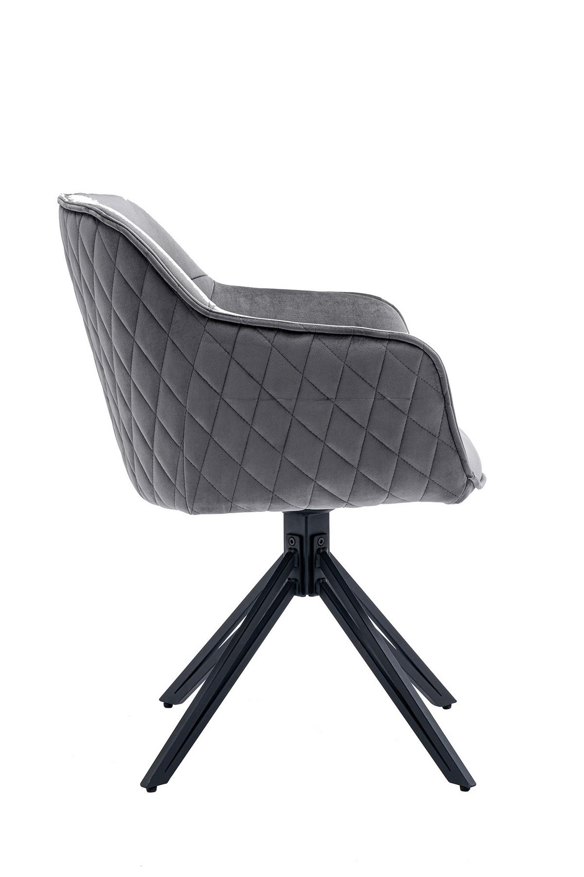 Naslanjač Samt, Siva, Vrtljiv - siva/črna, Moderno, kovina/tekstil (59/83/60cm) - Livetastic