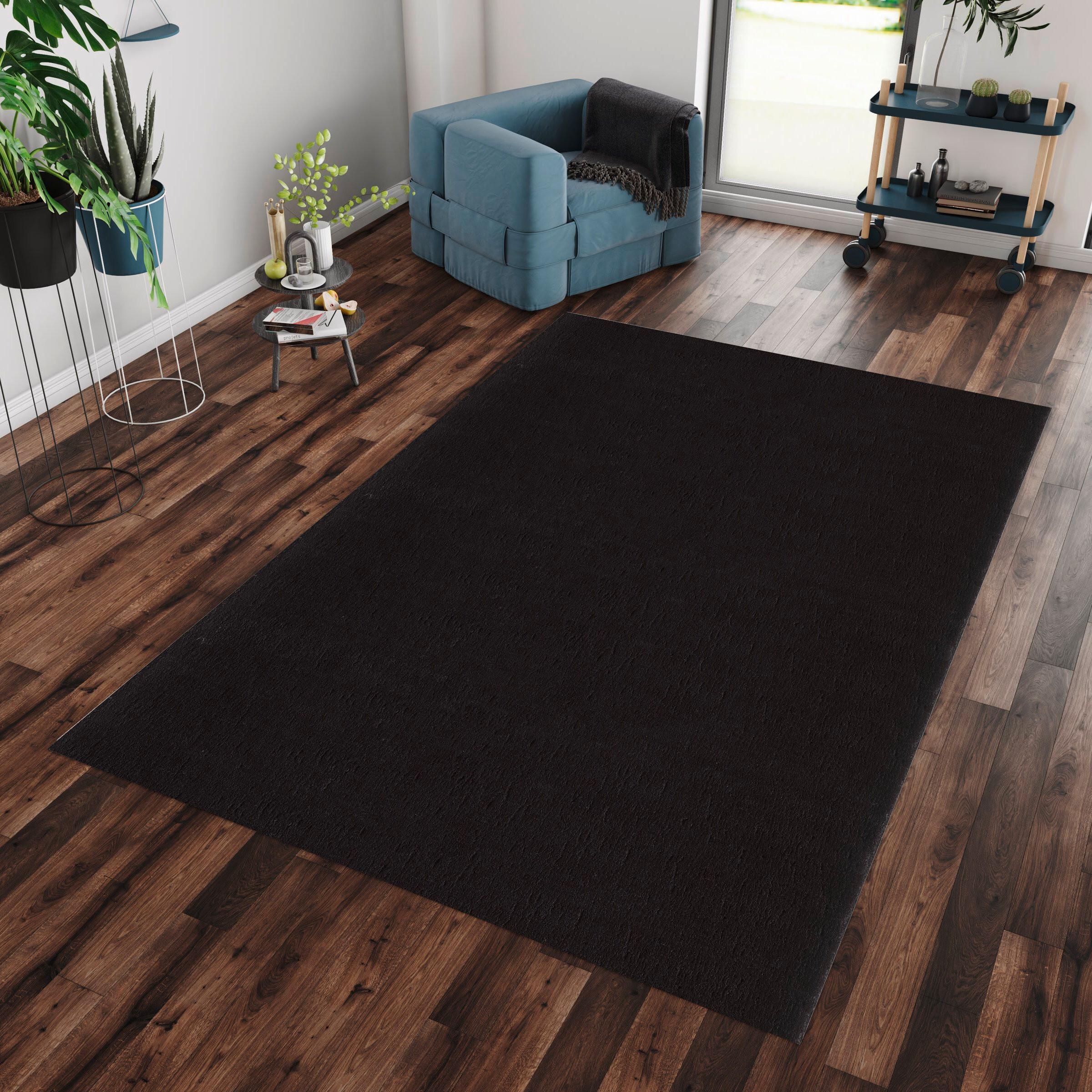 Hochflorteppich Catwalk Schwarz ca. 120x160cm - Schwarz, Basics, Textil (120/160cm) - Novel