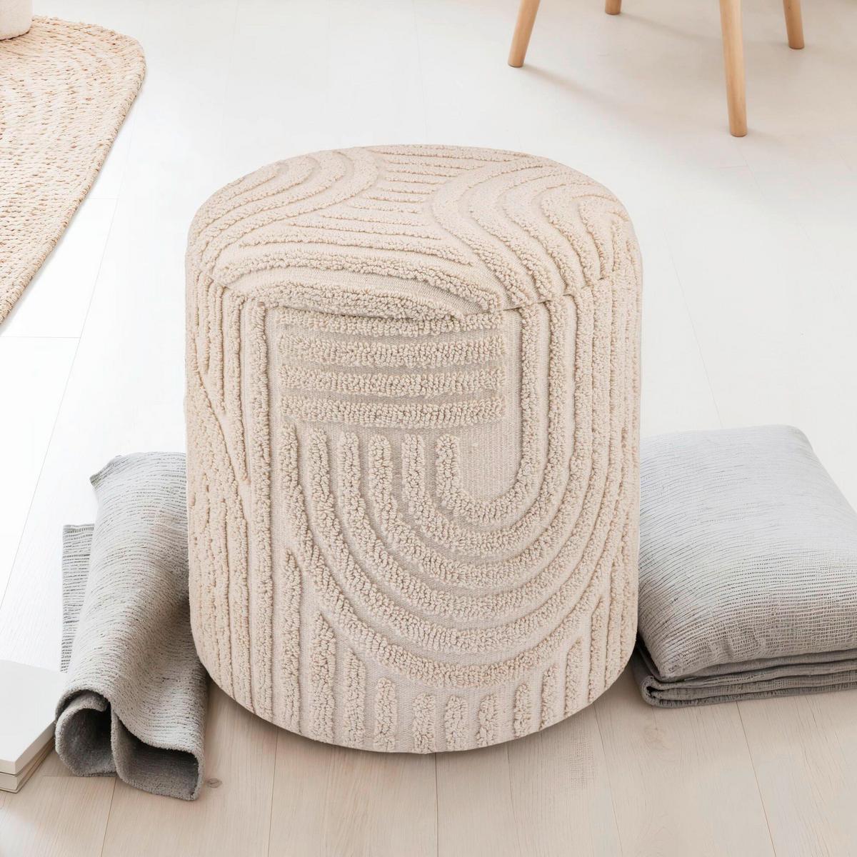 HOCKER WL7.428 - Beige, Basics, Textil (40/45/40cm) - Livetastic