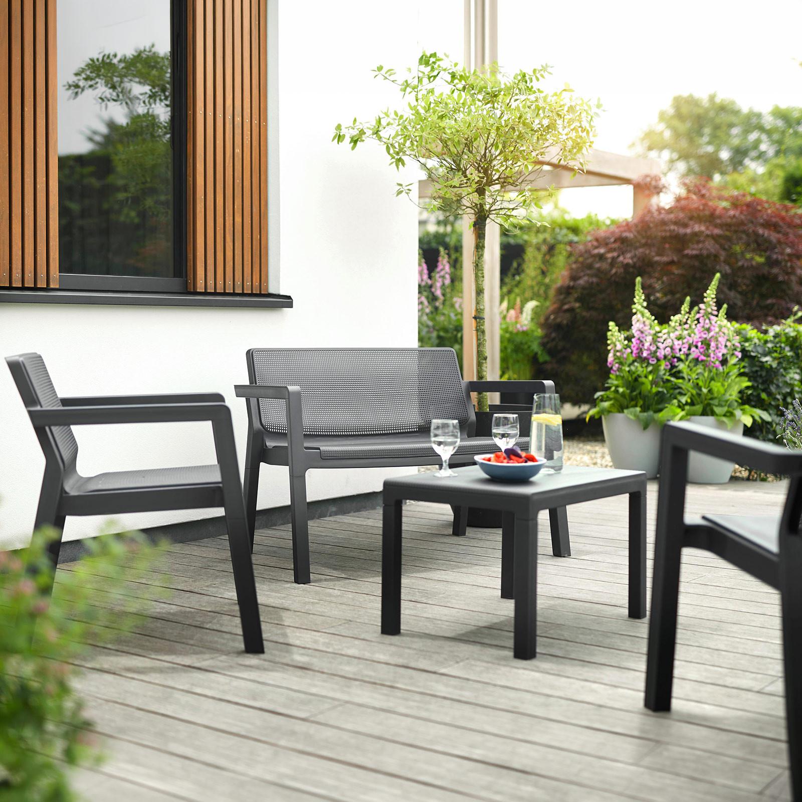 Vrtna Garnitura Emily, Siva, 4-Delni Set - barve grafita, Basics, umetna masa (111/68/75cm)