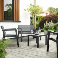 Vrtna Garnitura Emily, Siva, 4-Delni Set - barve grafita, Basics, umetna masa (111/68/75cm)