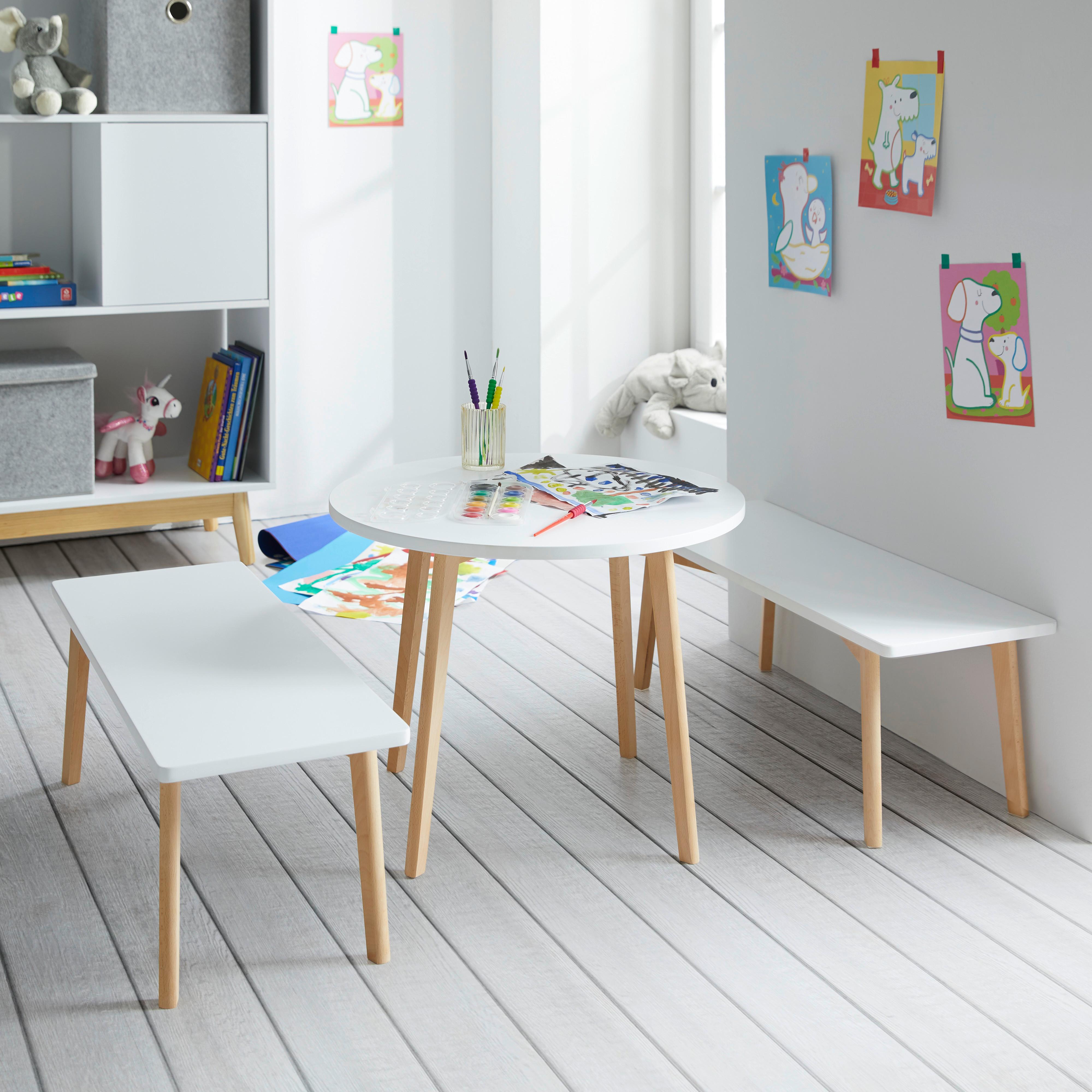 BARNBORD TIBBY - vit/bokfärgad, Modern, trä (60/47cm) - Bessagi Kids