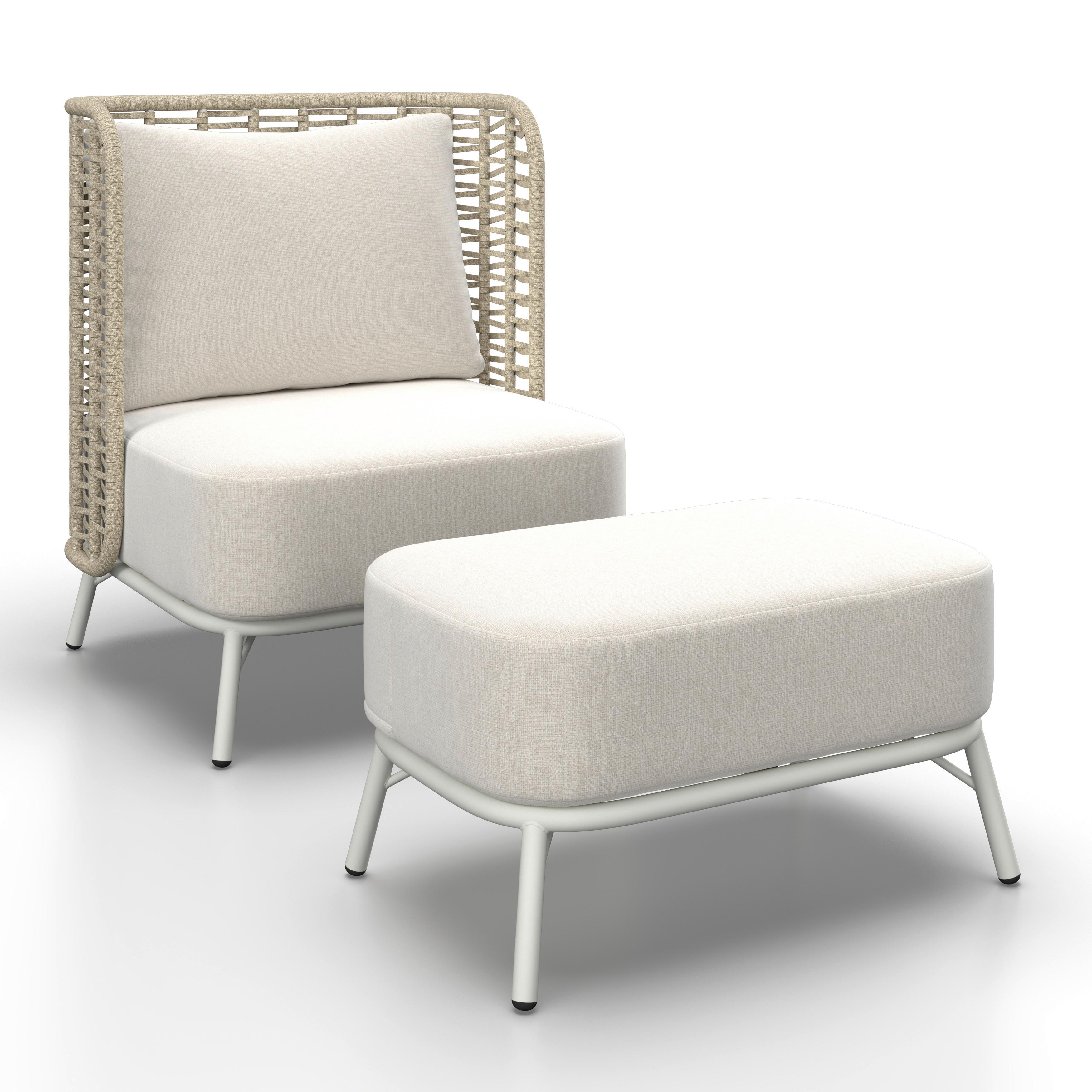 Gartensessel Iska Creme Textil/Metall inkl. Abdeckung - Creme/Weiß, MODERN, Textil/Metall (76/91/73cm) - Bessagi Garden