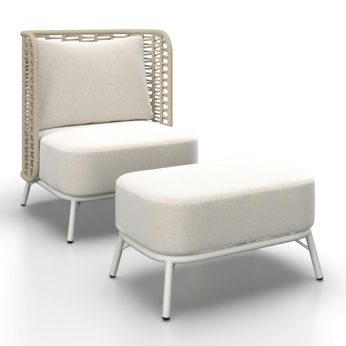 Scaun set Iska - alb/crem, Modern, metal/textil (76/91/73cm) - Bessagi Garden