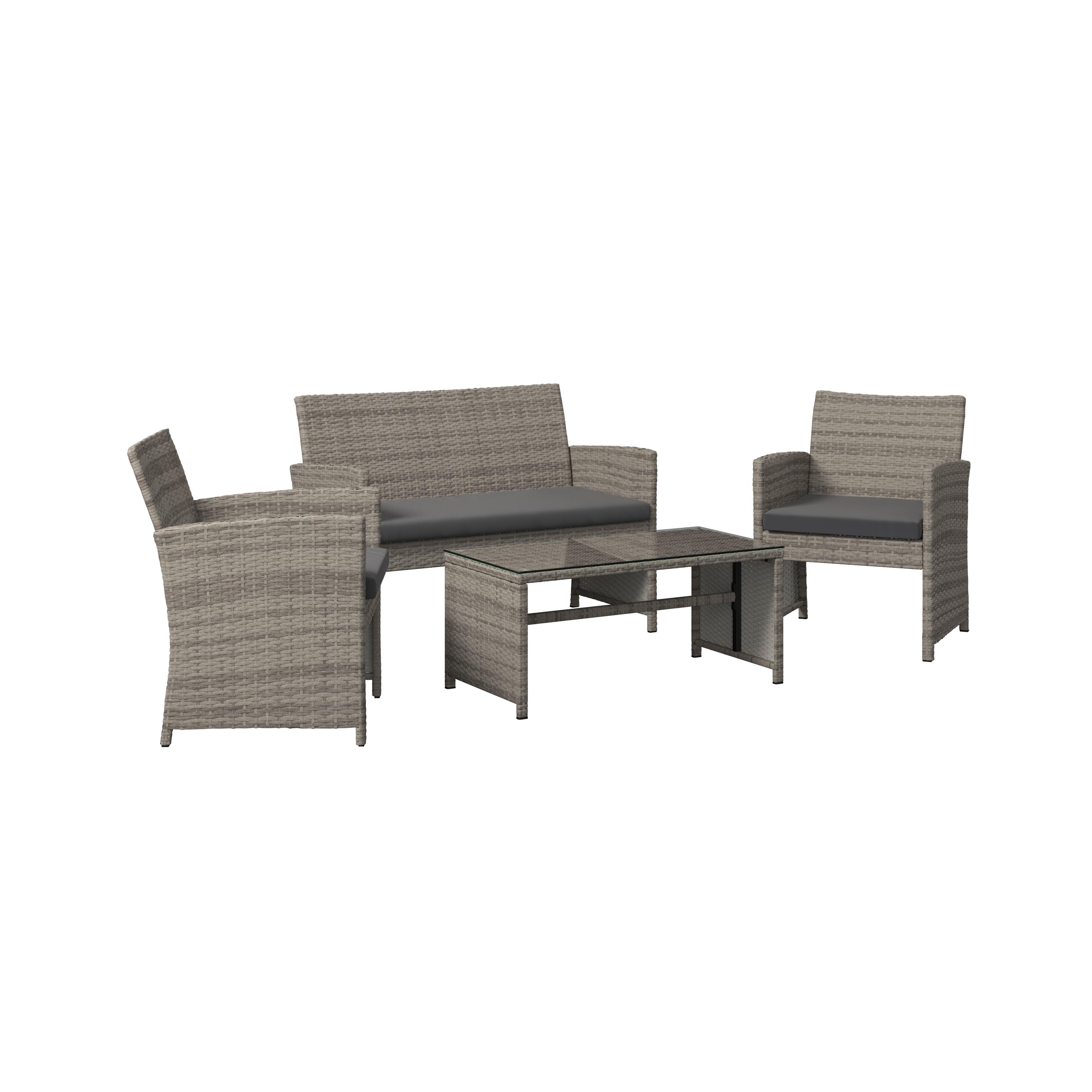 UTEMÖBLER SET MICHELLE 2 - klar/ljusgrå, Basics, metall/glas (62/107/76cm)