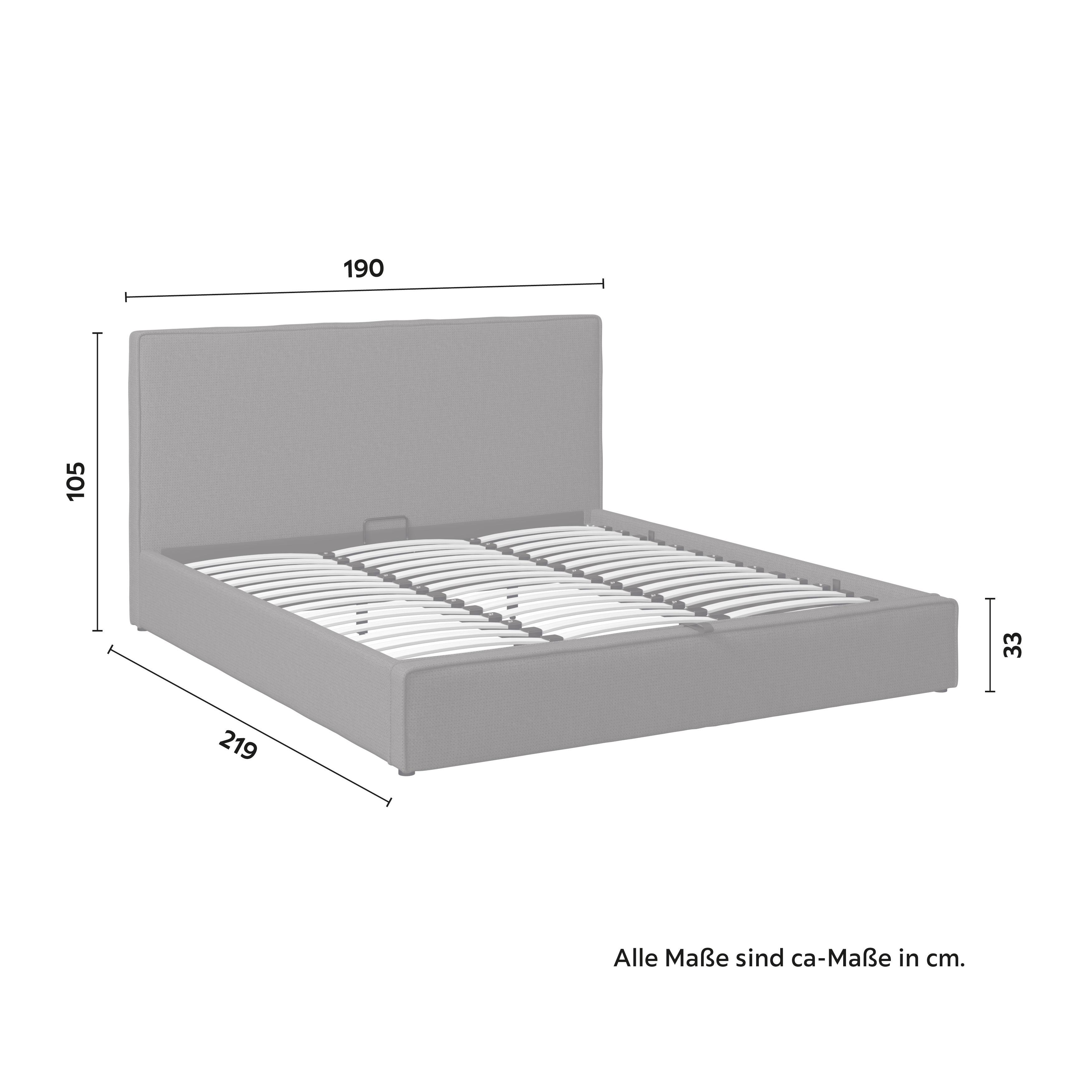 STOPPAD SÄNG GINA - mörkgrå/svart, Modern, metall/trä (180/200cm) - Bessagi Home