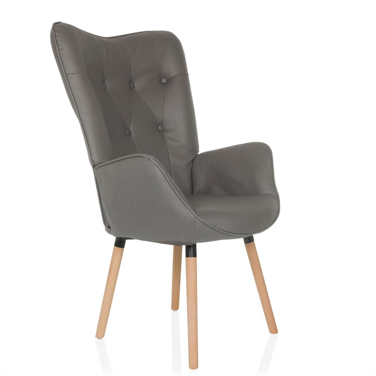 Fotelj Havenio I, Siva - siva/barve bukve, Moderno, tekstil/les (70/106/75cm) - MID.YOU