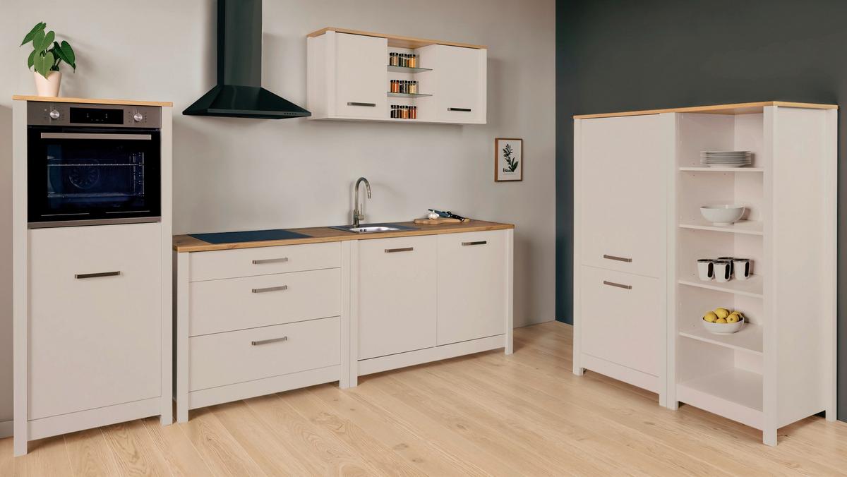 Küchenleerblock Bundle 8 o. Geräte Kaschmir - Kaschmir/Silberfarben, MODERN, Glas/Holzwerkstoff (430cm) - home24