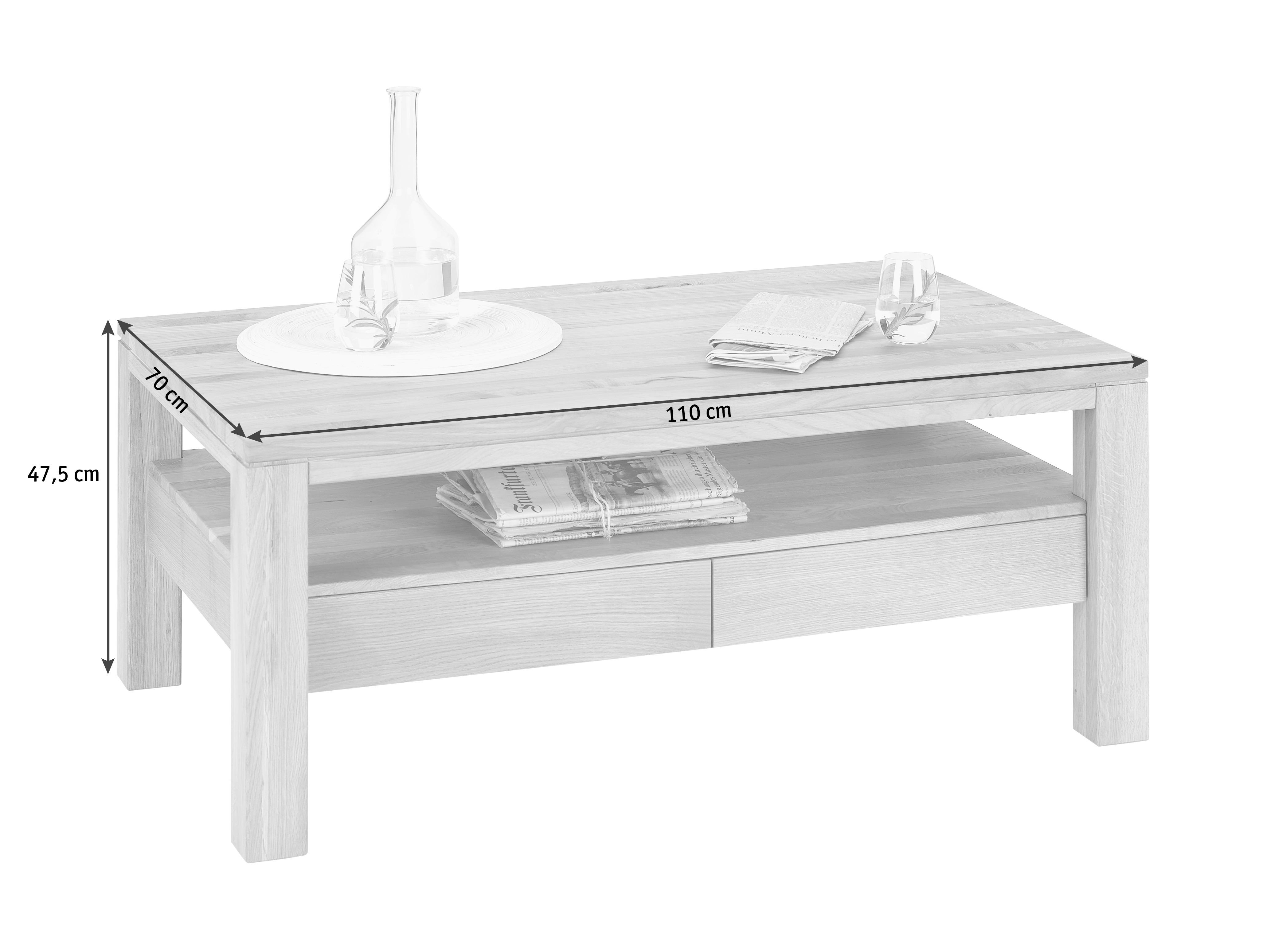 STOLIK KAWOWY PANAMA - kolor dębowy, Konventionell, drewno (110/70/47,5cm) - Linea Natura