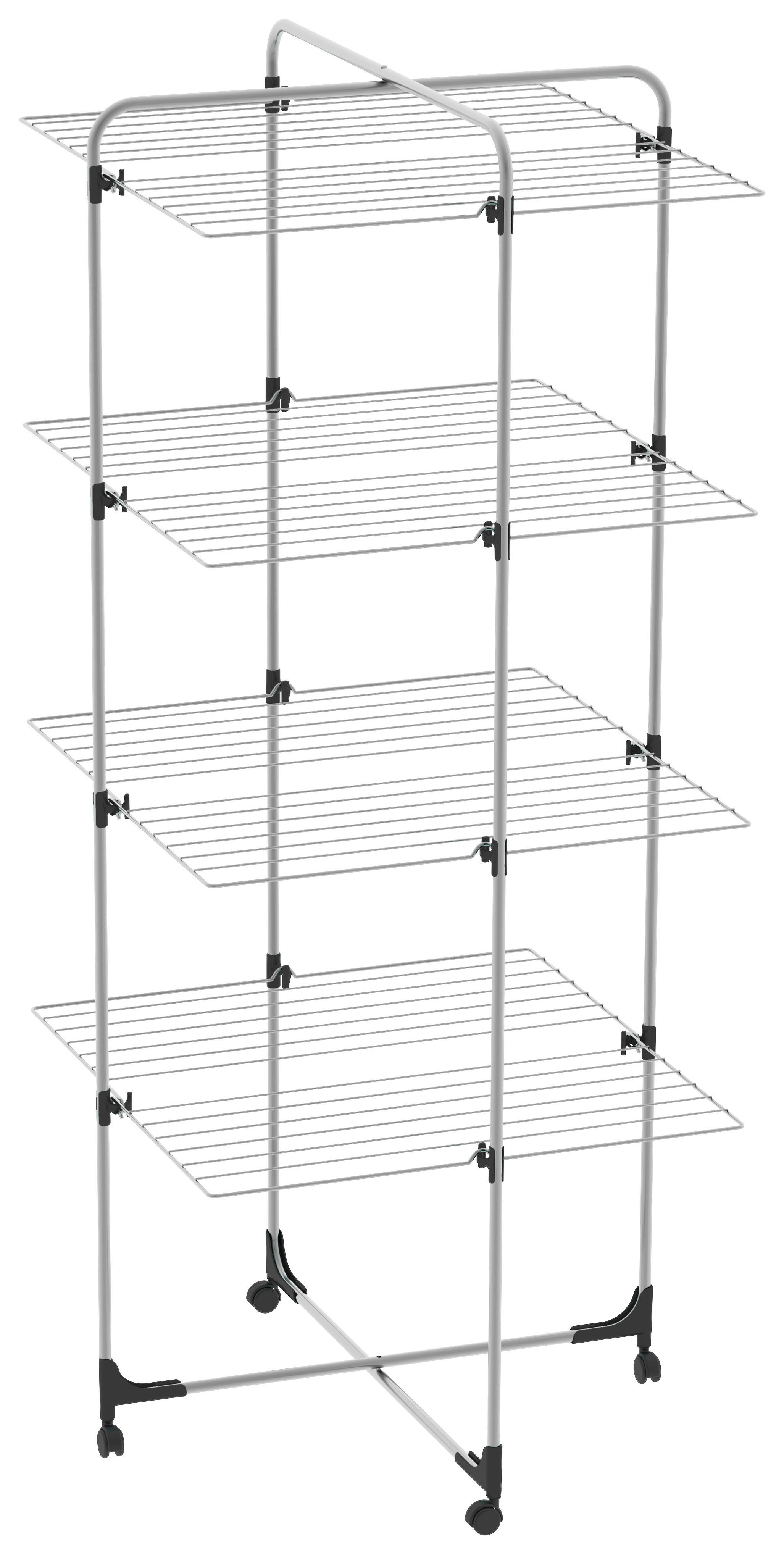 Ruhaszárító Torony Icaro - ezüst/fekete, műanyag/fém (70/152/2,5cm)