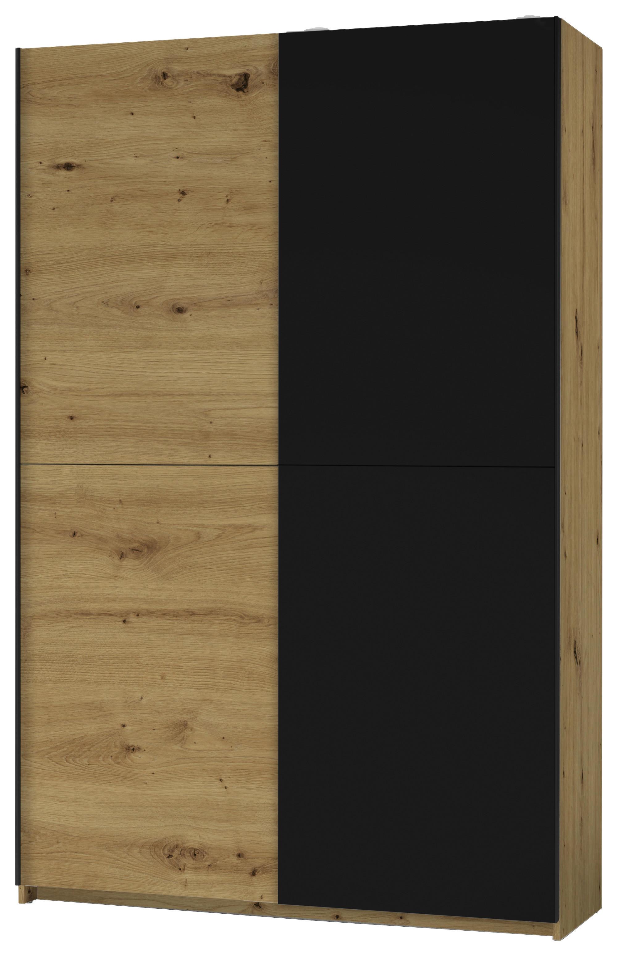 Omara Z Drsnimi Vrati Starter, Barva Hrasta, Črna - črna/barve hrasta, Basics, kovina/leseni material (125/195,5/38cm) - P & B